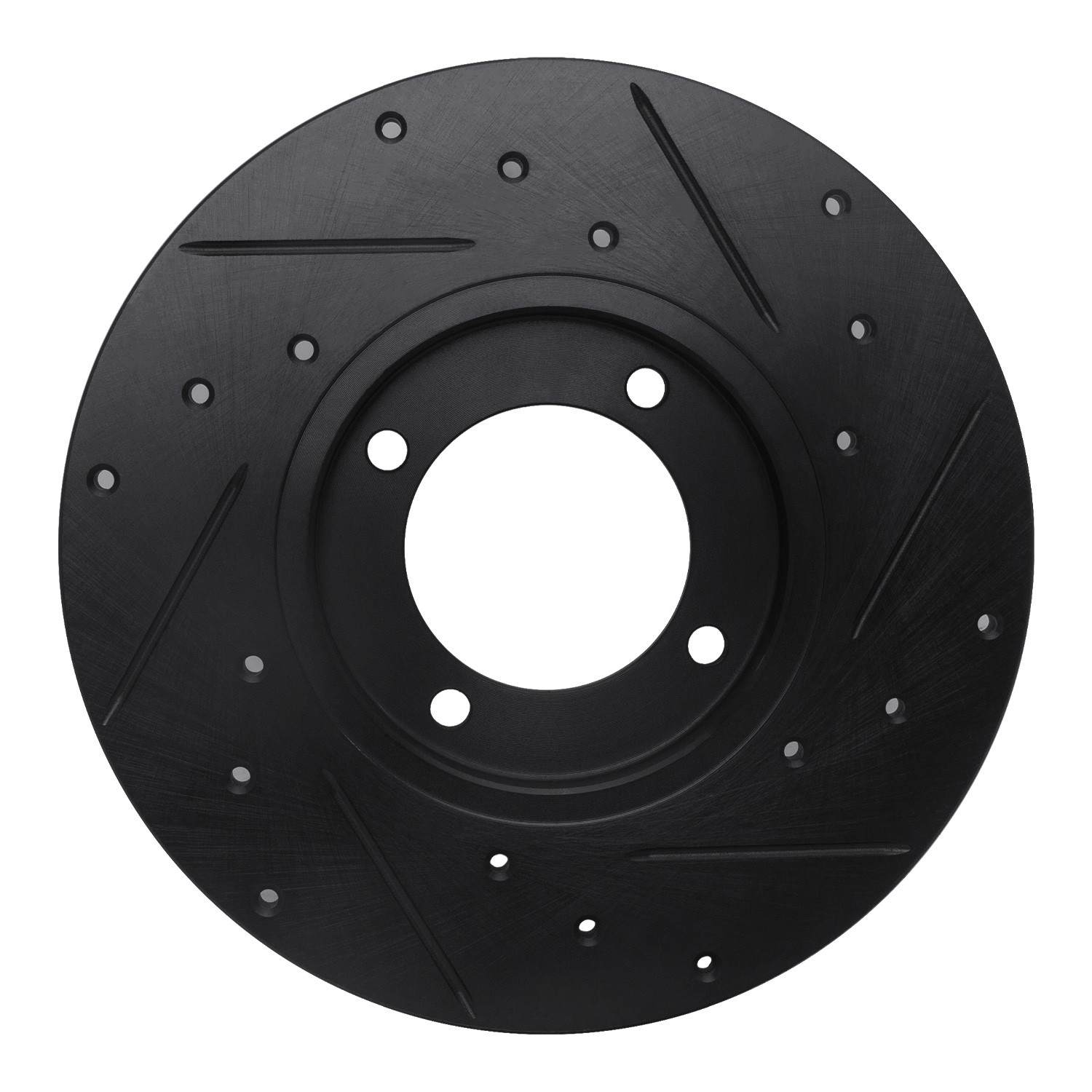 R1 Concepts 79-81 Toyota Celica Front Left Drilled & Slotted Black Brake Rotor - Image 2