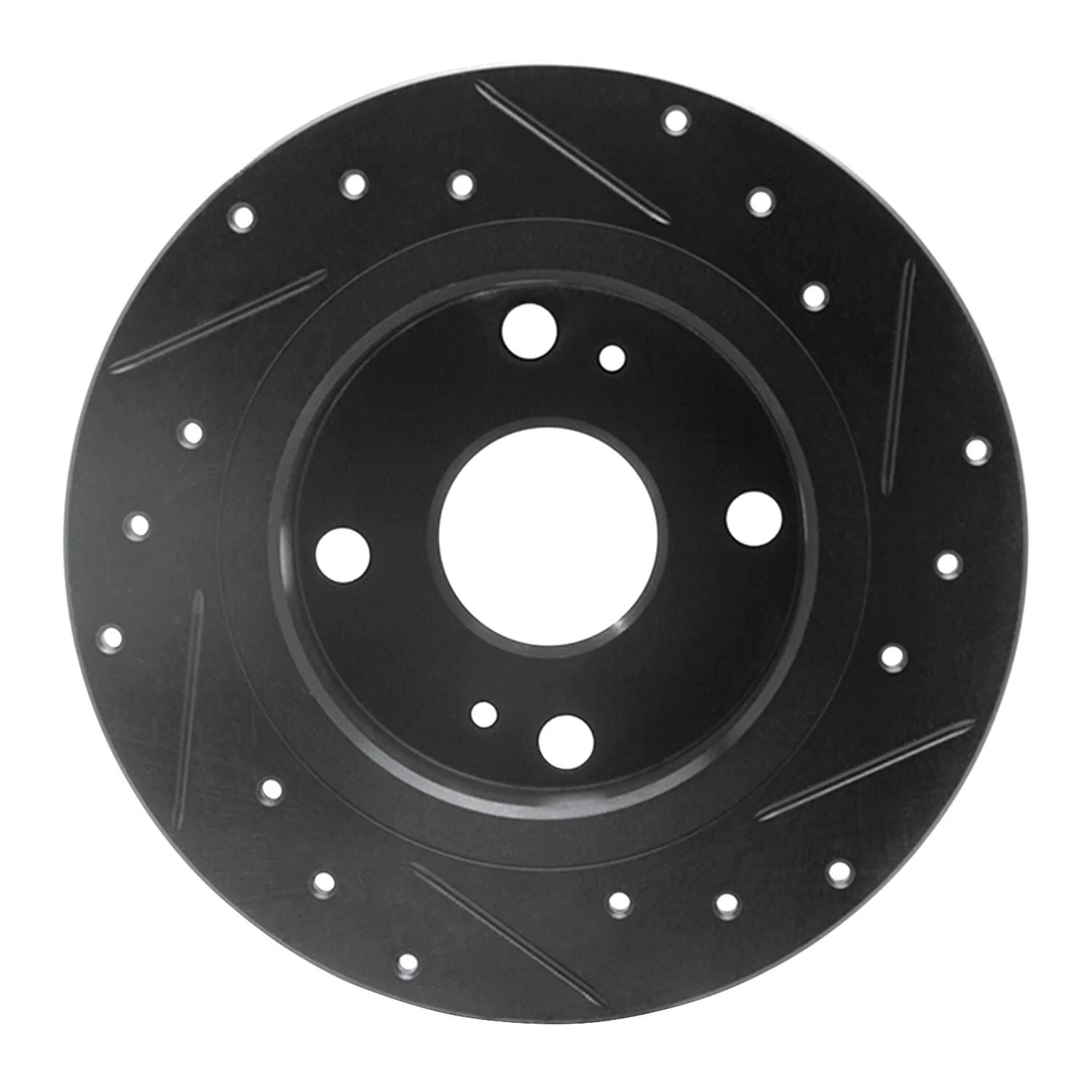 R1 Concepts 79-81 Toyota Celica Rear Left Drilled & Slotted Black Brake Rotor - Image 2
