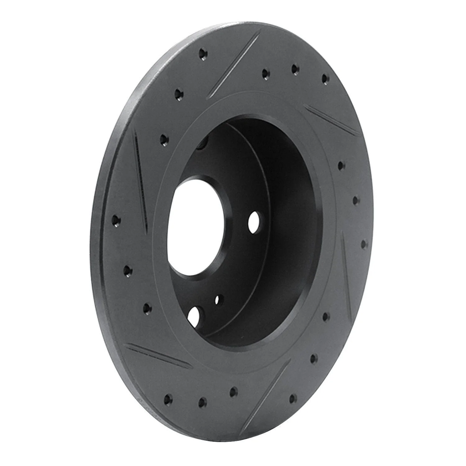 R1 Concepts 79-81 Toyota Celica Rear Right Drilled & Slotted Black Brake Rotor - Image 2