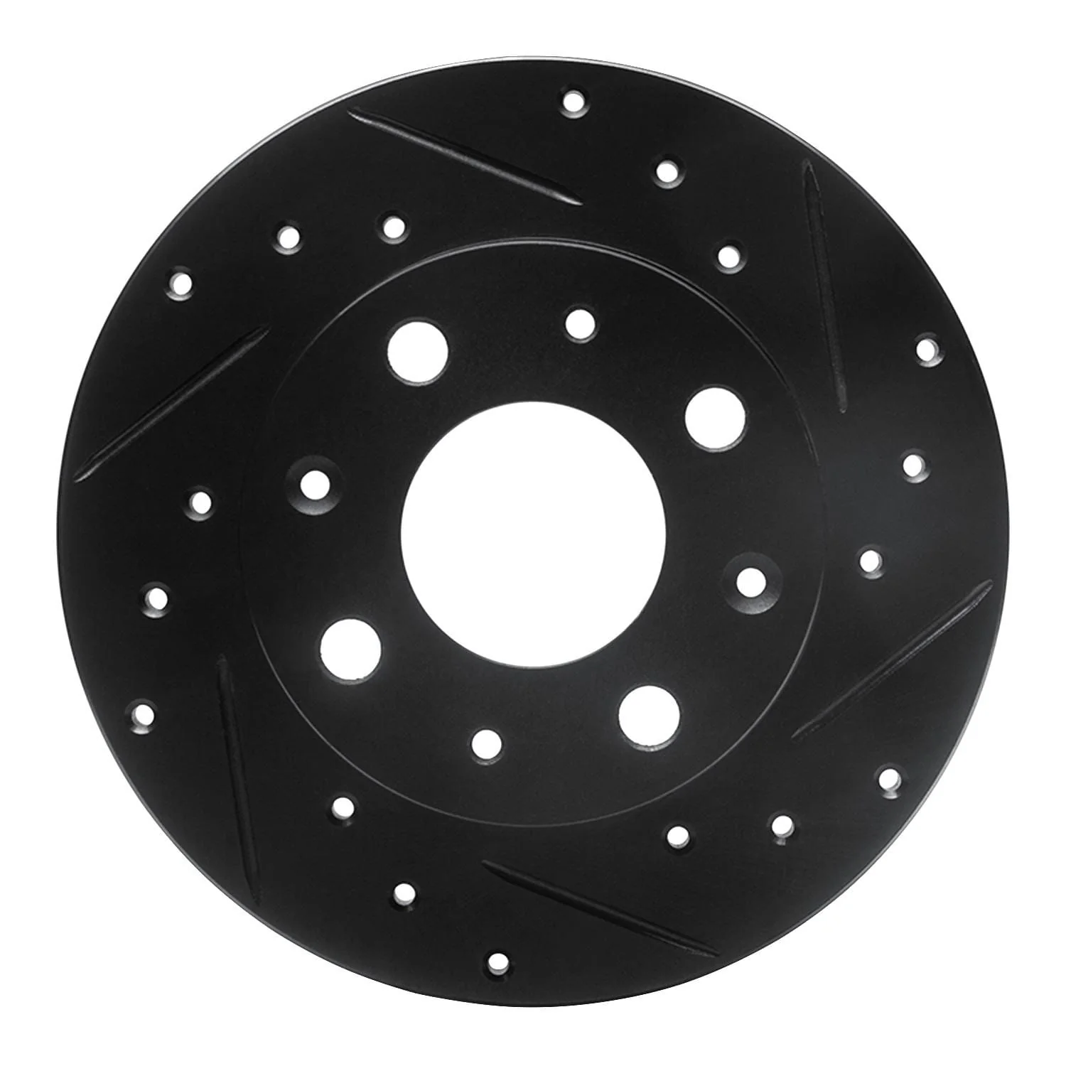 R1 Concepts 79-83 Honda Civic Front Right Drilled & Slotted Black Brake Rotor