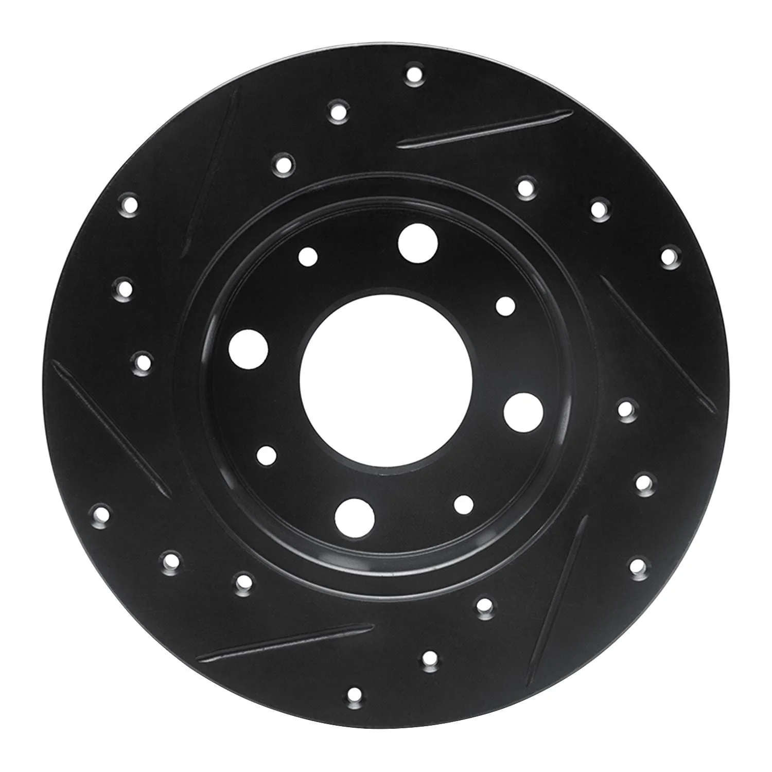 R1 Concepts 79-83 Honda Civic Front Right Drilled & Slotted Black Brake Rotor - Image 2