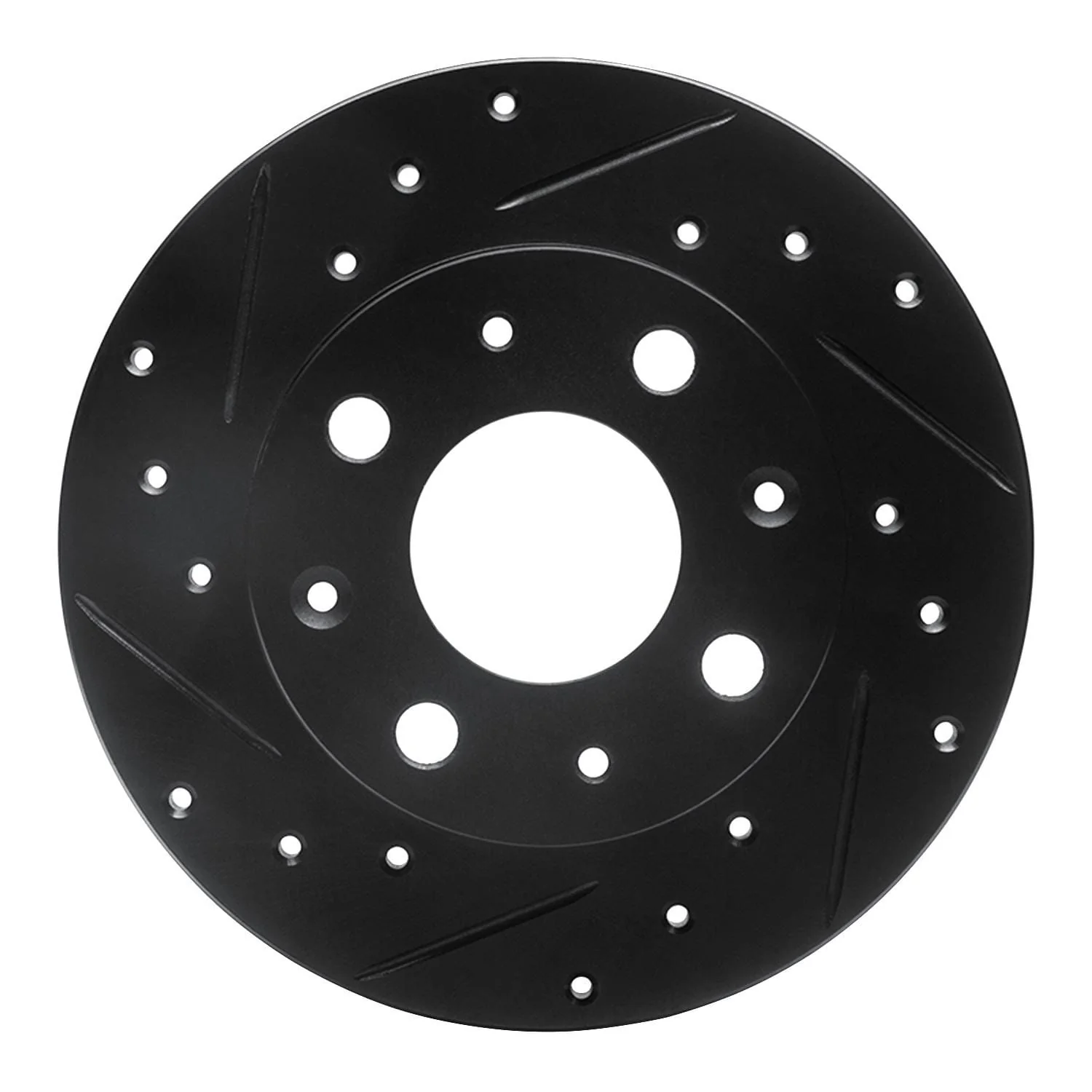 R1 Concepts 79-83 Honda Civic Hatchback Front Left Drilled & Slotted Black Brake Rotor