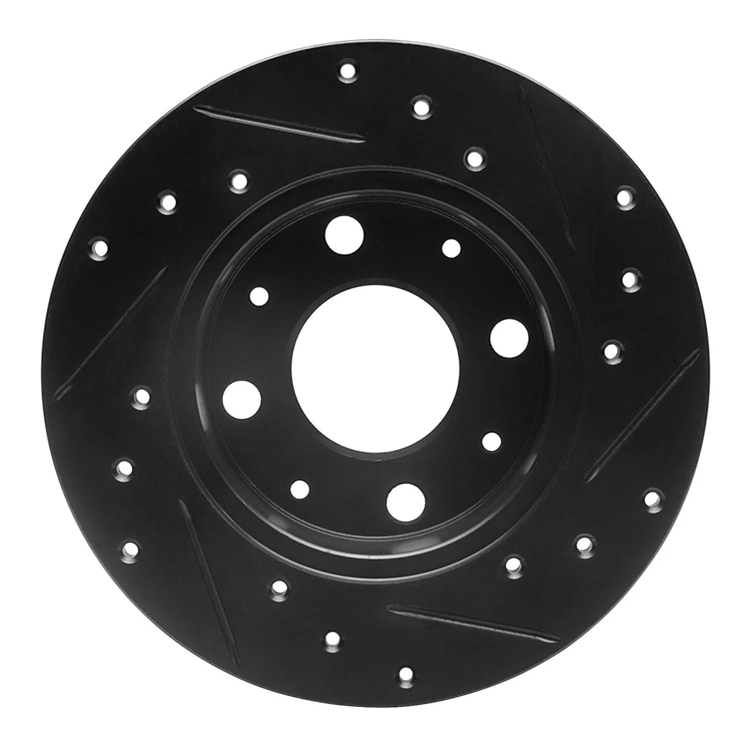 R1 Concepts 79-83 Honda Civic Hatchback Front Left Drilled & Slotted Black Brake Rotor - Image 2