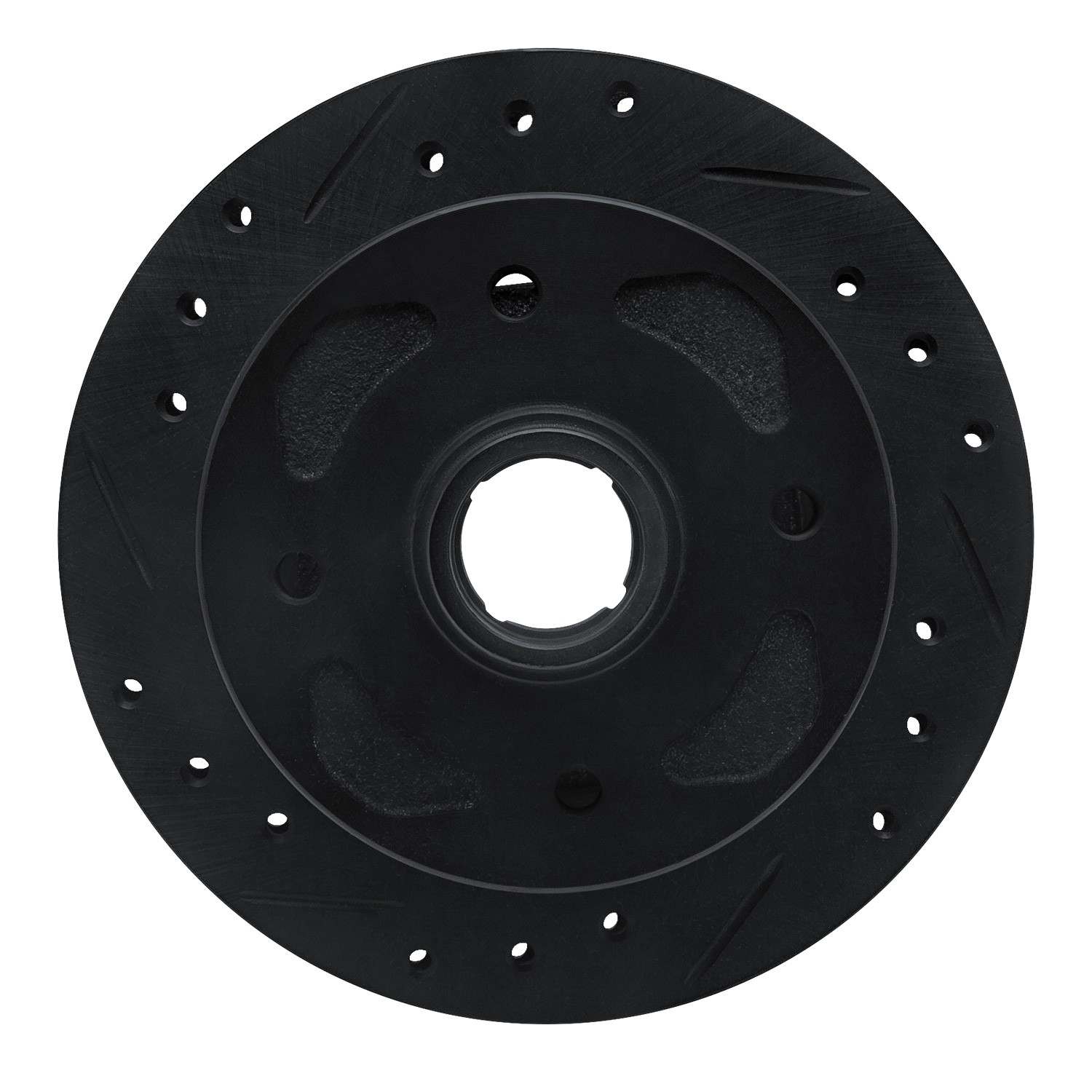R1 Concepts 79-83 Mazda RX-7 Front Left Drilled & Slotted Black Brake Rotor