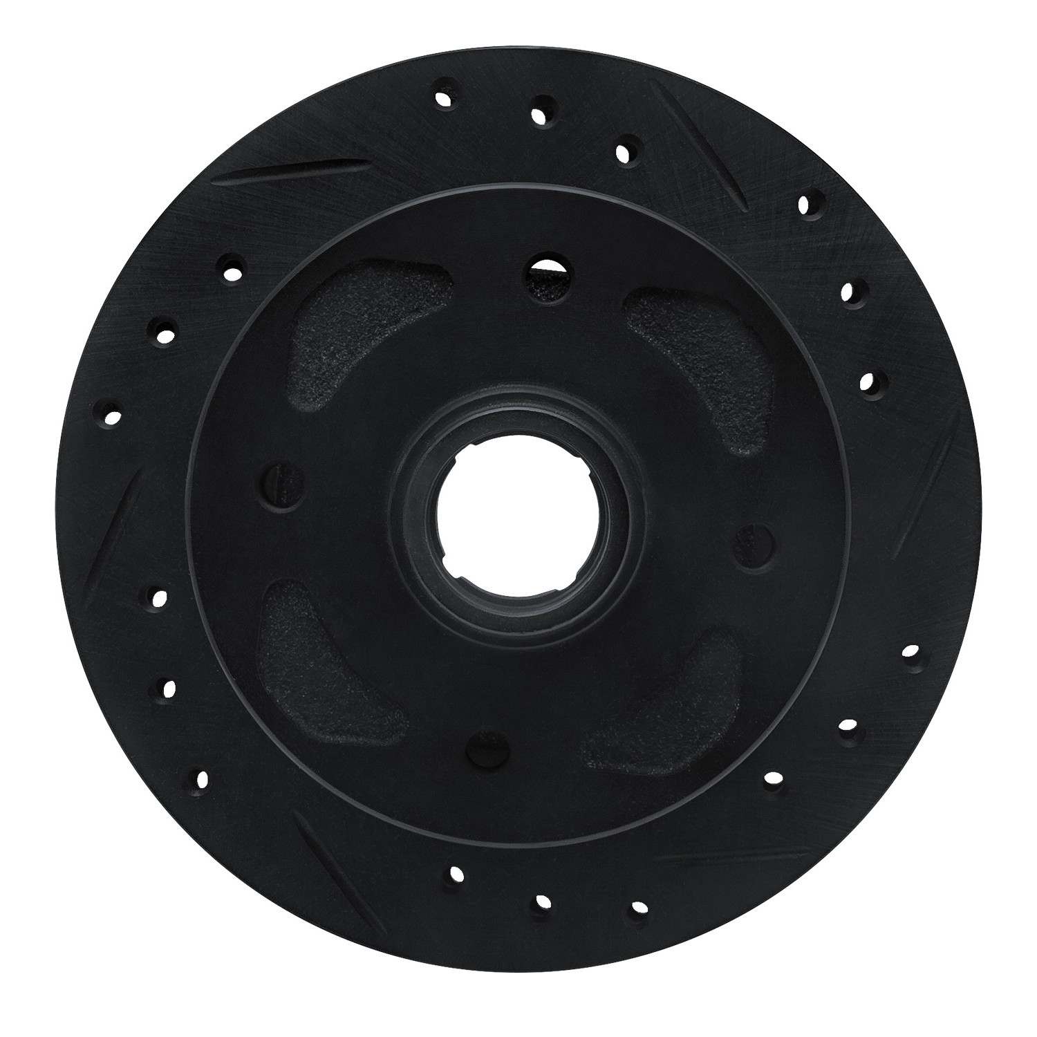 R1 Concepts 79-83 Mazda RX-7 Front Right Drilled & Slotted Black Brake Rotor