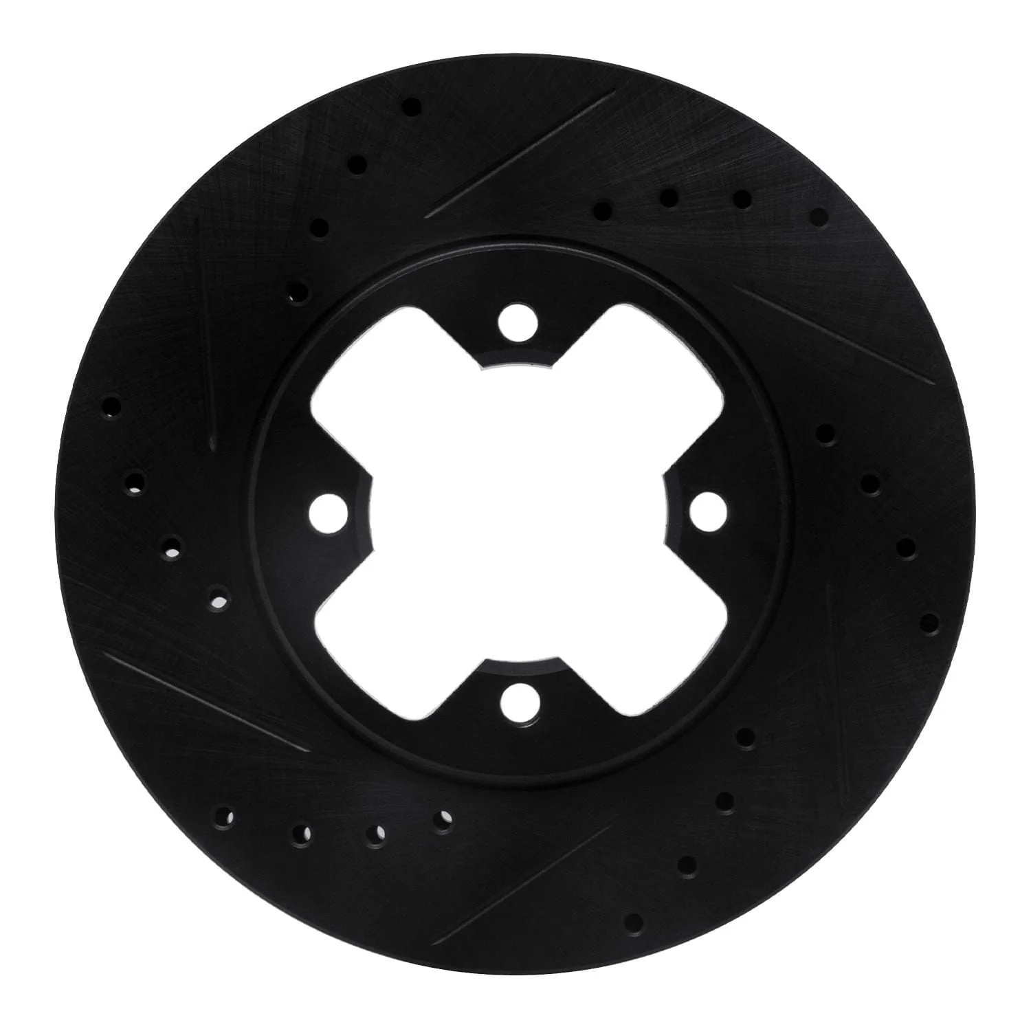 R1 Concepts 79-83 Nissan 280ZX Front Left Drilled & Slotted Black Brake Rotor
