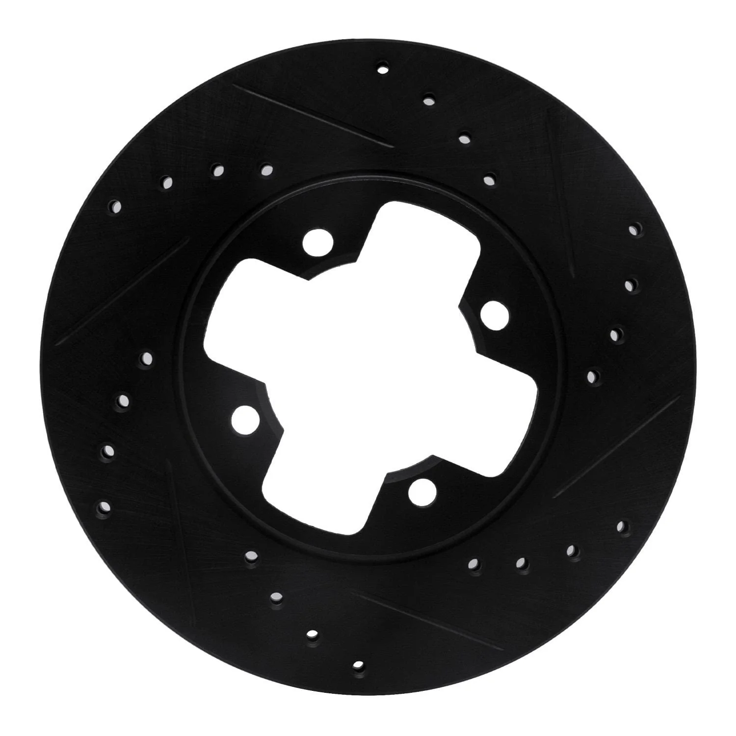 R1 Concepts 79-83 Nissan 280ZX Front Right Drilled & Slotted Black Brake Rotor