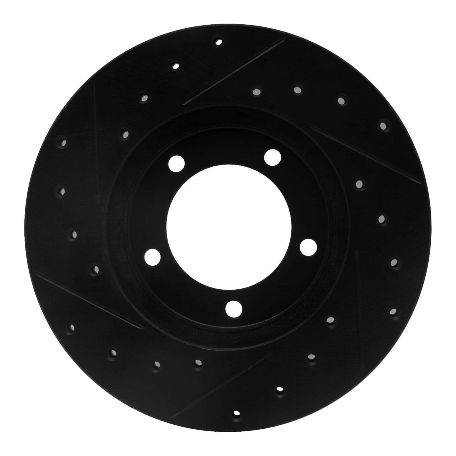 R1 Concepts 79-83 Toyota Pickup Front Right Drilled & Slotted Black Brake Rotor - Image 2