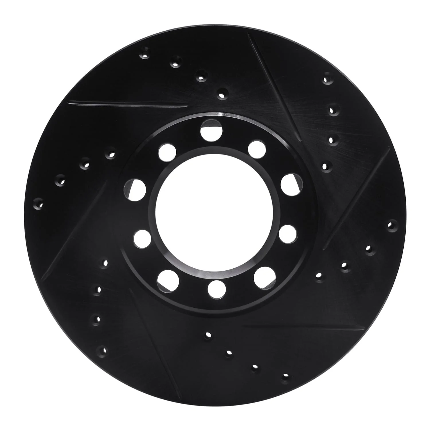 R1 Concepts 79-85 Mercedes-Benz 380SEL Front Right Drilled & Slotted Black Brake Rotor