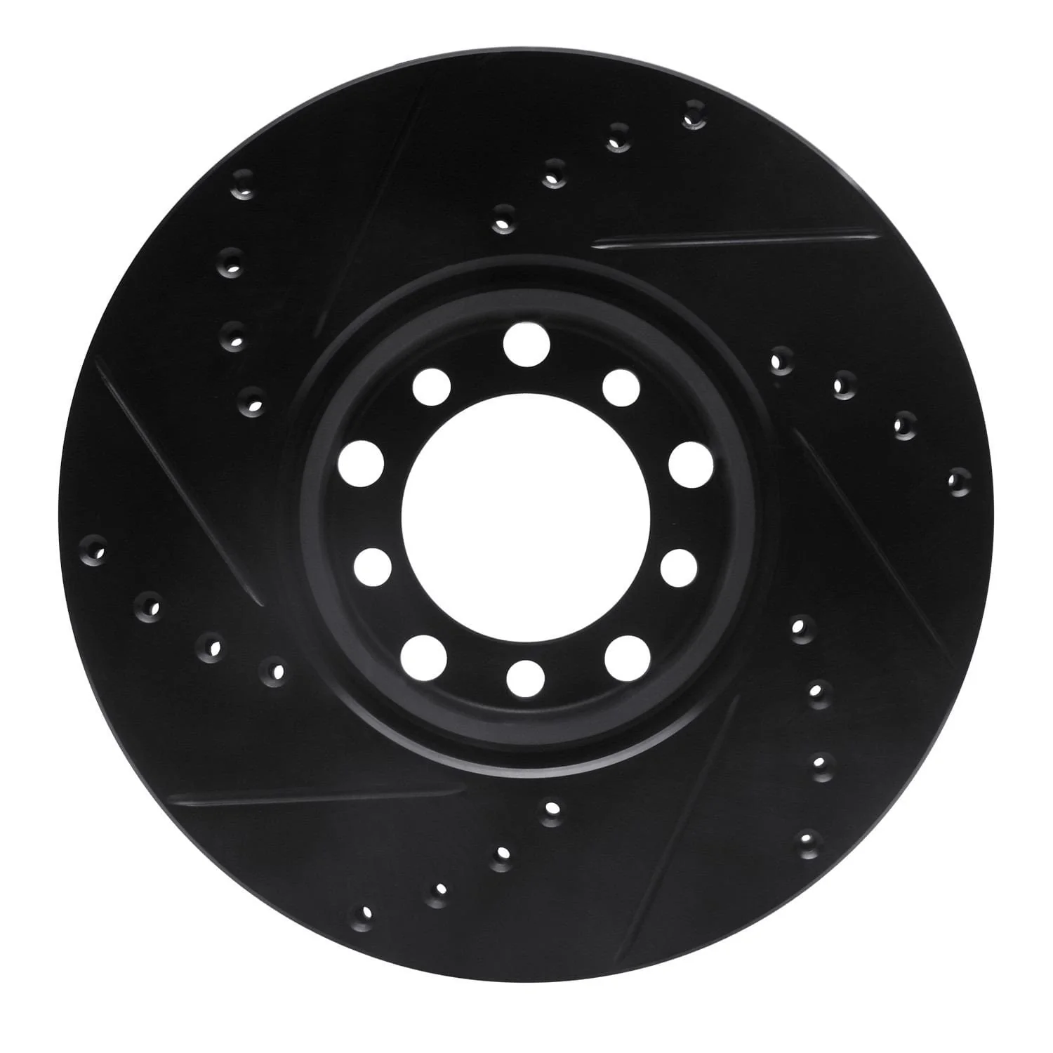 R1 Concepts 79-85 Mercedes-Benz 380SEL Front Right Drilled & Slotted Black Brake Rotor - Image 2