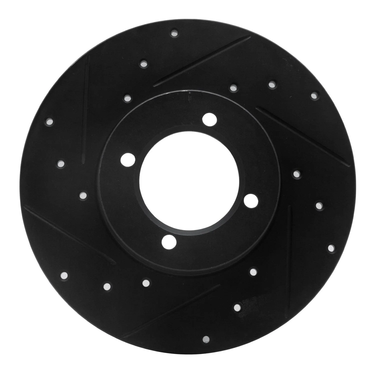 R1 Concepts 80-83 Nissan 200SX Front Left Drilled & Slotted Black Brake Rotor