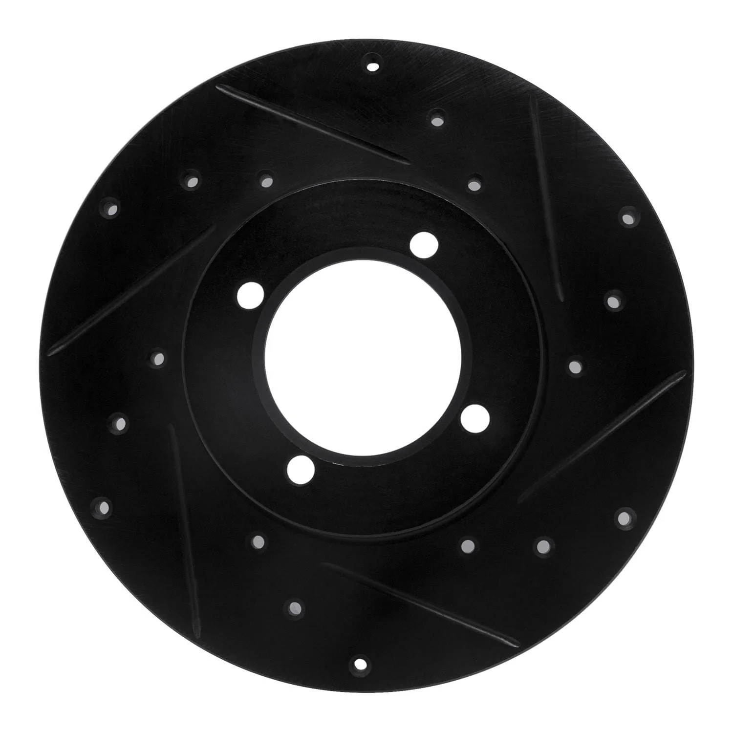 R1 Concepts 80-83 Nissan 200SX Front Right Drilled & Slotted Black Brake Rotor