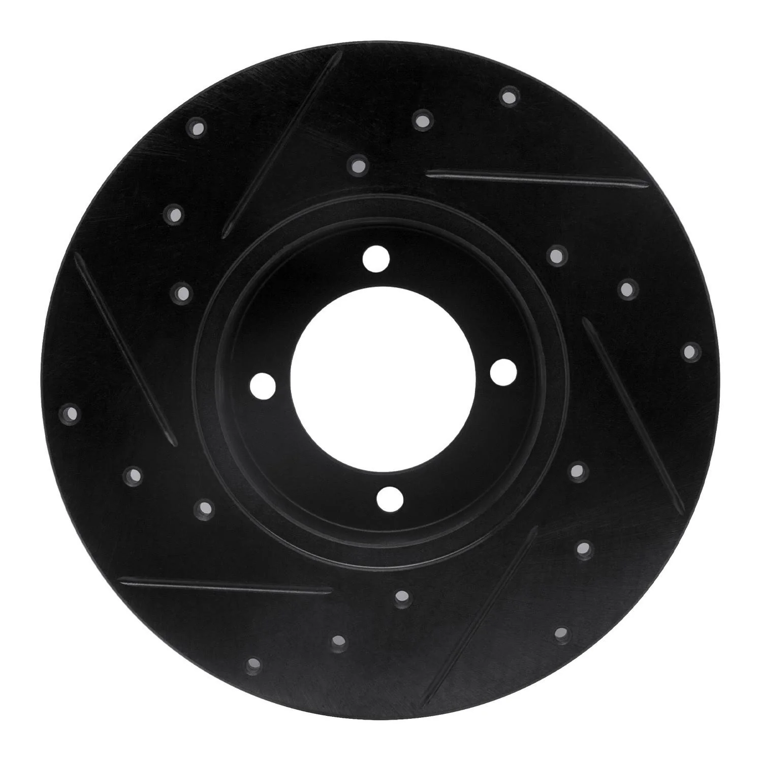 R1 Concepts 80-83 Nissan 200SX Front Right Drilled & Slotted Black Brake Rotor - Image 2