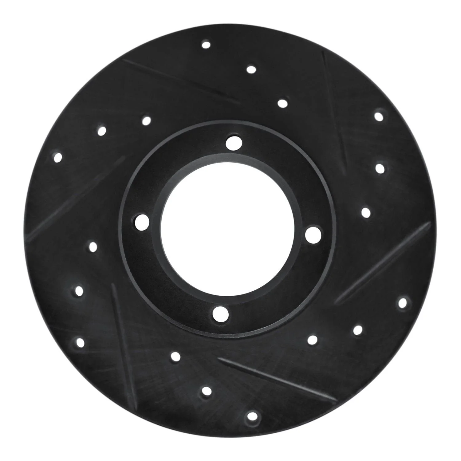 R1 Concepts 80-83 Subaru GL Front Right Drilled & Slotted Black Brake Rotor
