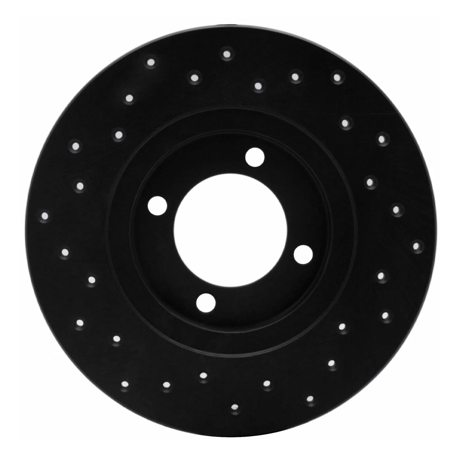 R1 Concepts 80-83 Toyota Corolla Front Right Drilled Black Brake Rotor - Image 2