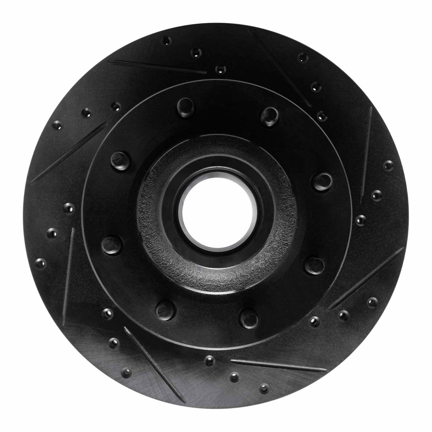 R1 Concepts 80-85 Ford E-250 Econoline Club Wagon Front Right Drilled & Slotted Black Brake Rotor