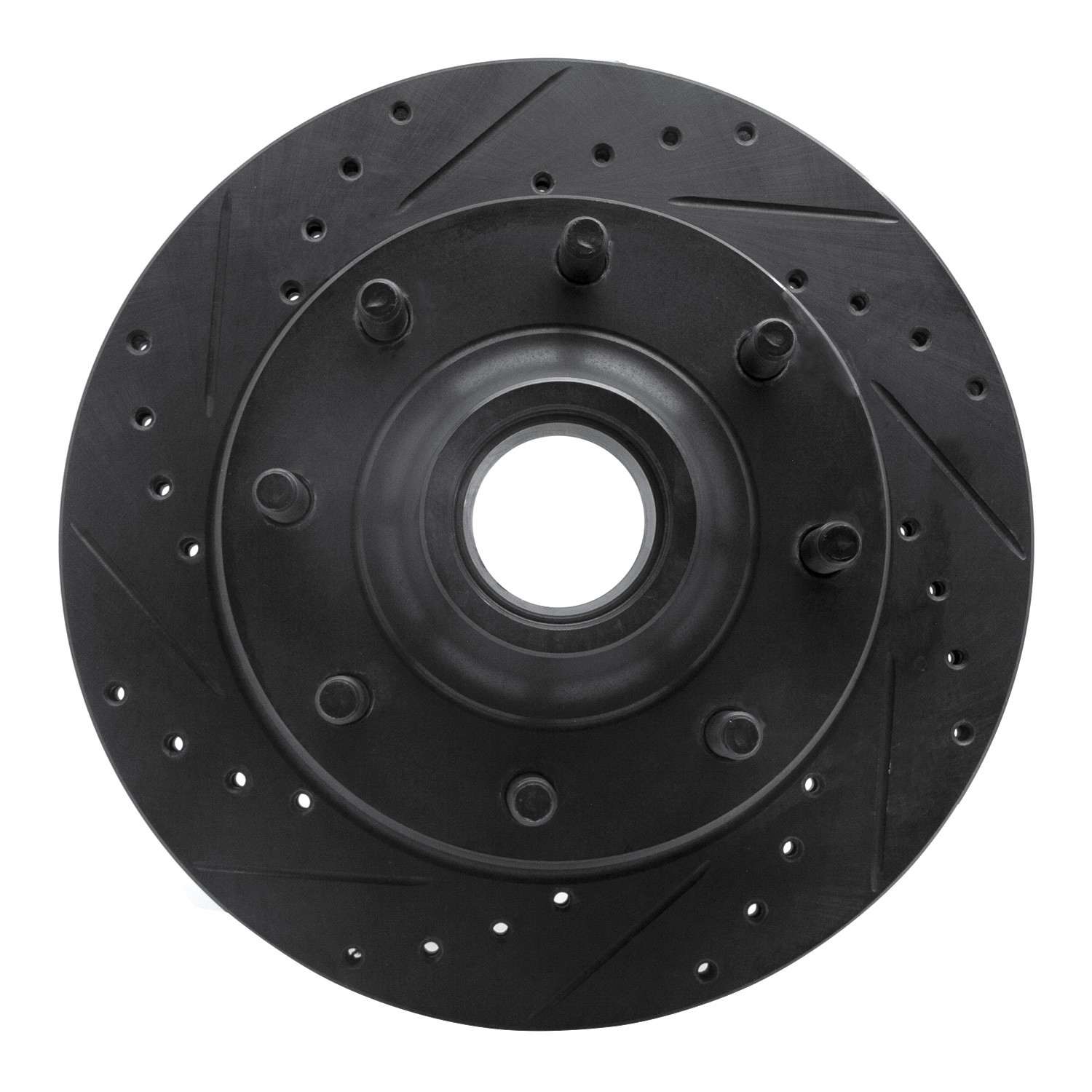 R1 Concepts 80-85 Ford F-250 2WD (Excl Super Duty) Front Left Drilled & Slotted Black Brake Rotor