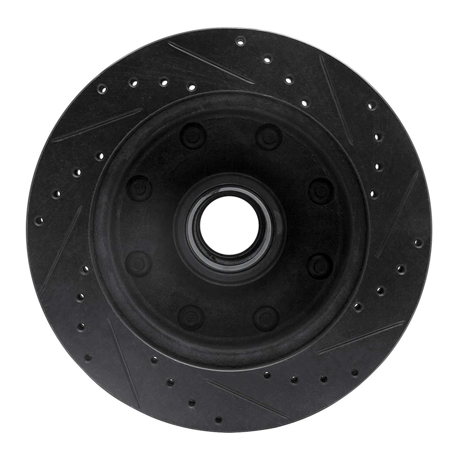 R1 Concepts 80-85 Ford F-250 2WD (Excl Super Duty) Front Left Drilled & Slotted Black Brake Rotor - Image 2
