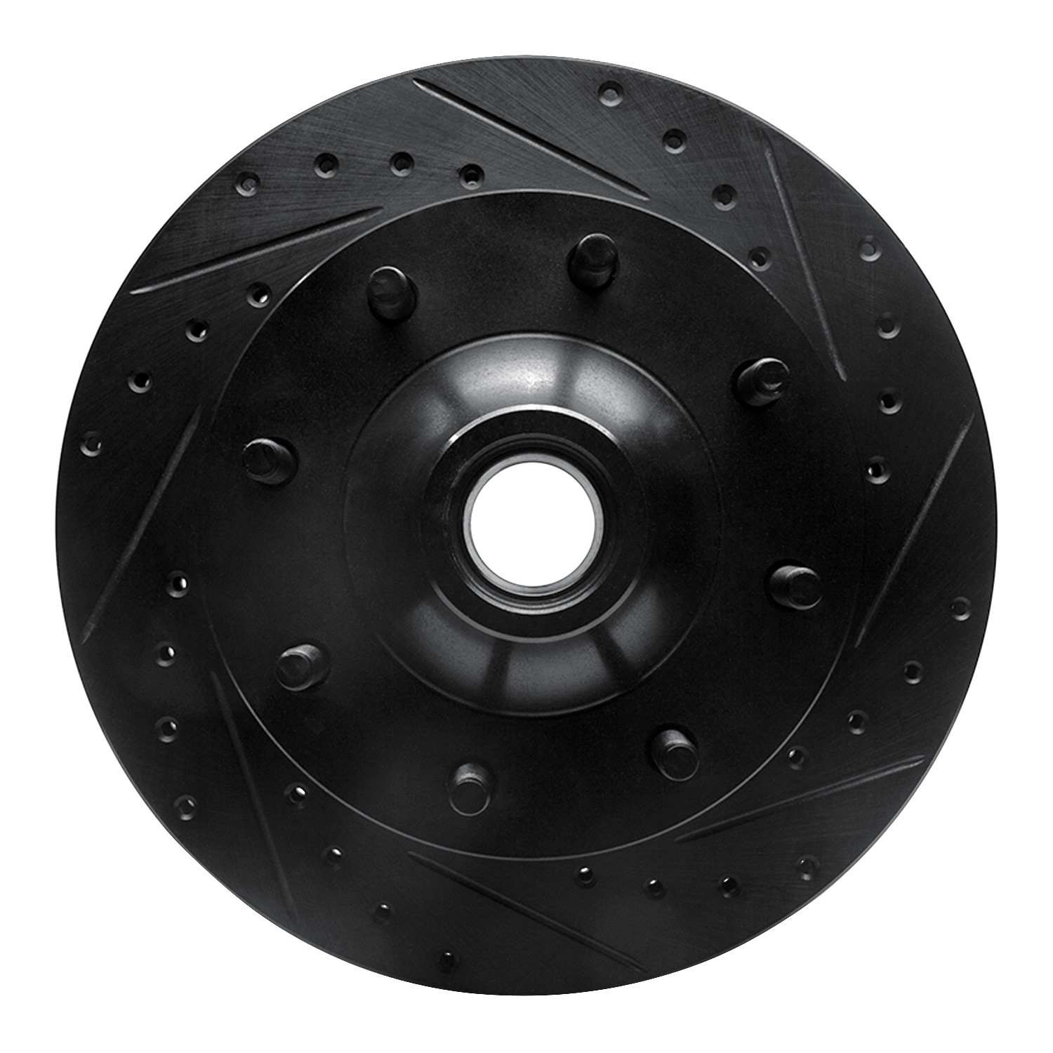 R1 Concepts 80-85 Ford F-250 2WD (Excl Super Duty) Front Right Drilled & Slotted Black Brake Rotor