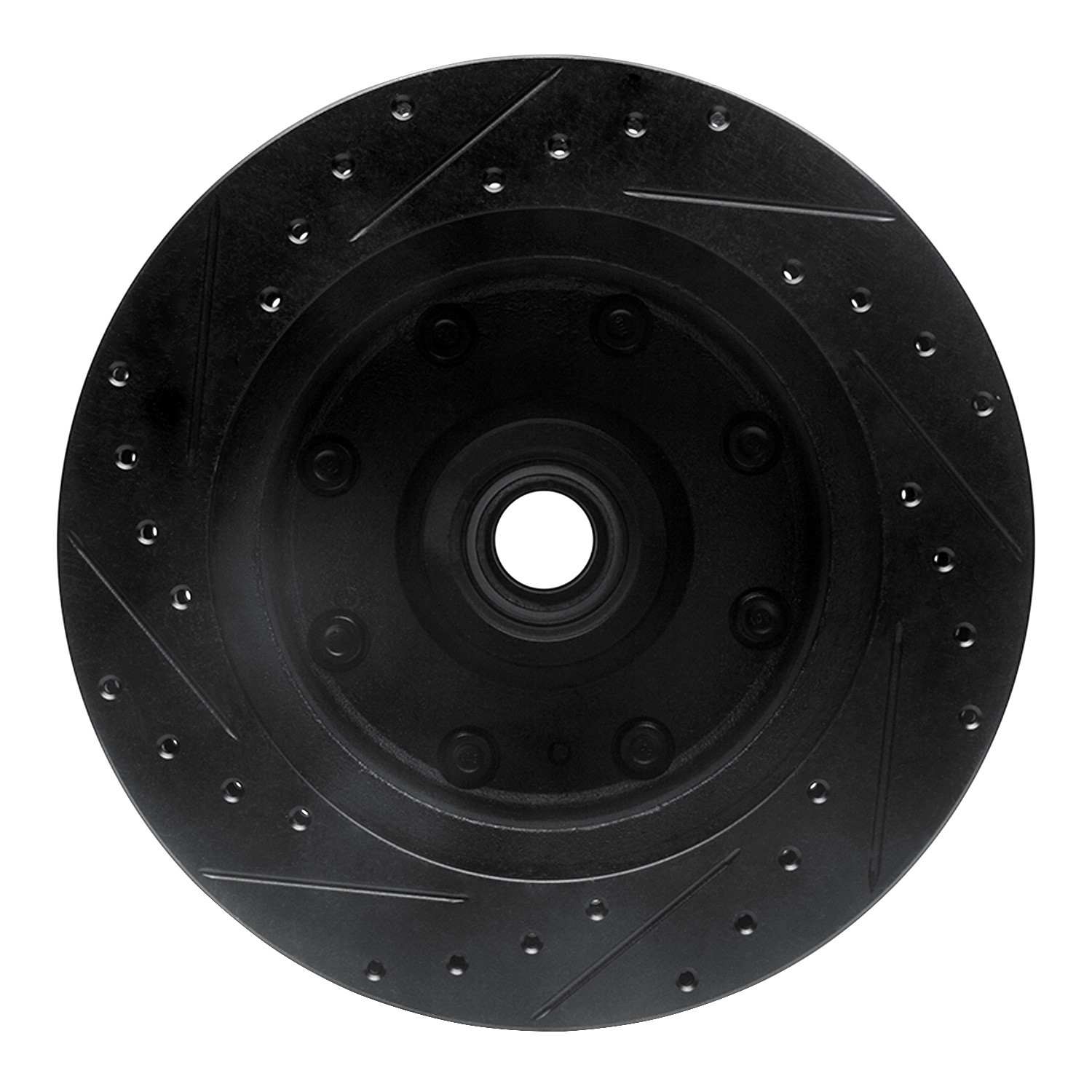 R1 Concepts 80-85 Ford F-250 2WD (Excl Super Duty) Front Right Drilled & Slotted Black Brake Rotor - Image 2