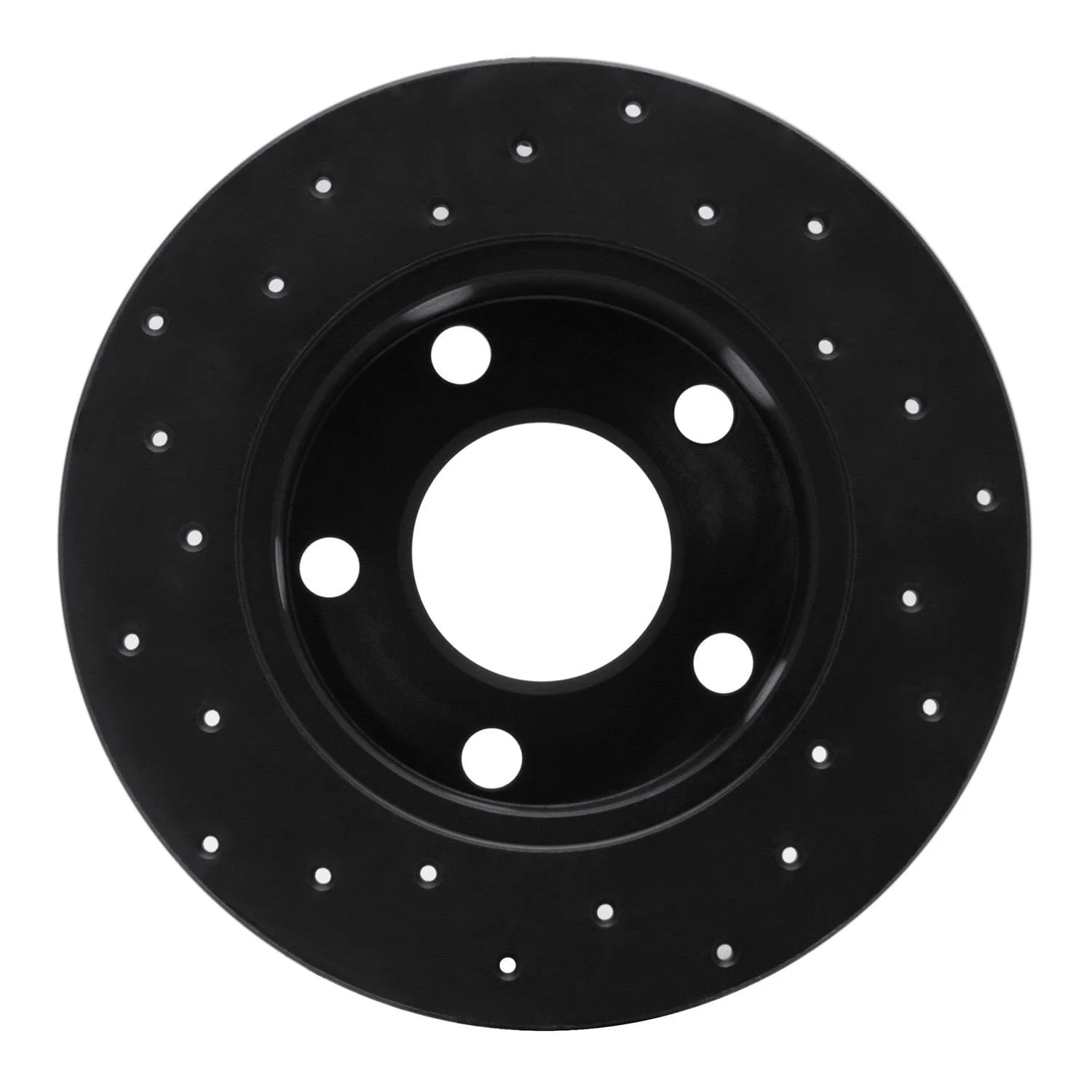 R1 Concepts 80-91 Audi 200 Rear Right Drilled Black Brake Rotor - Image 2