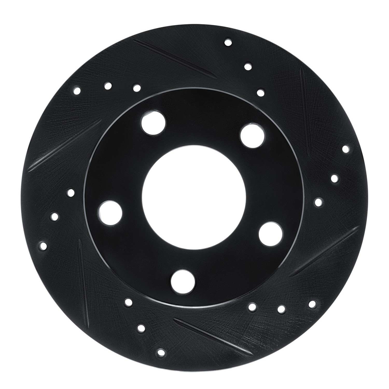 R1 Concepts 80-91 Audi 5000S Rear Right Drilled & Slotted Black Brake Rotor