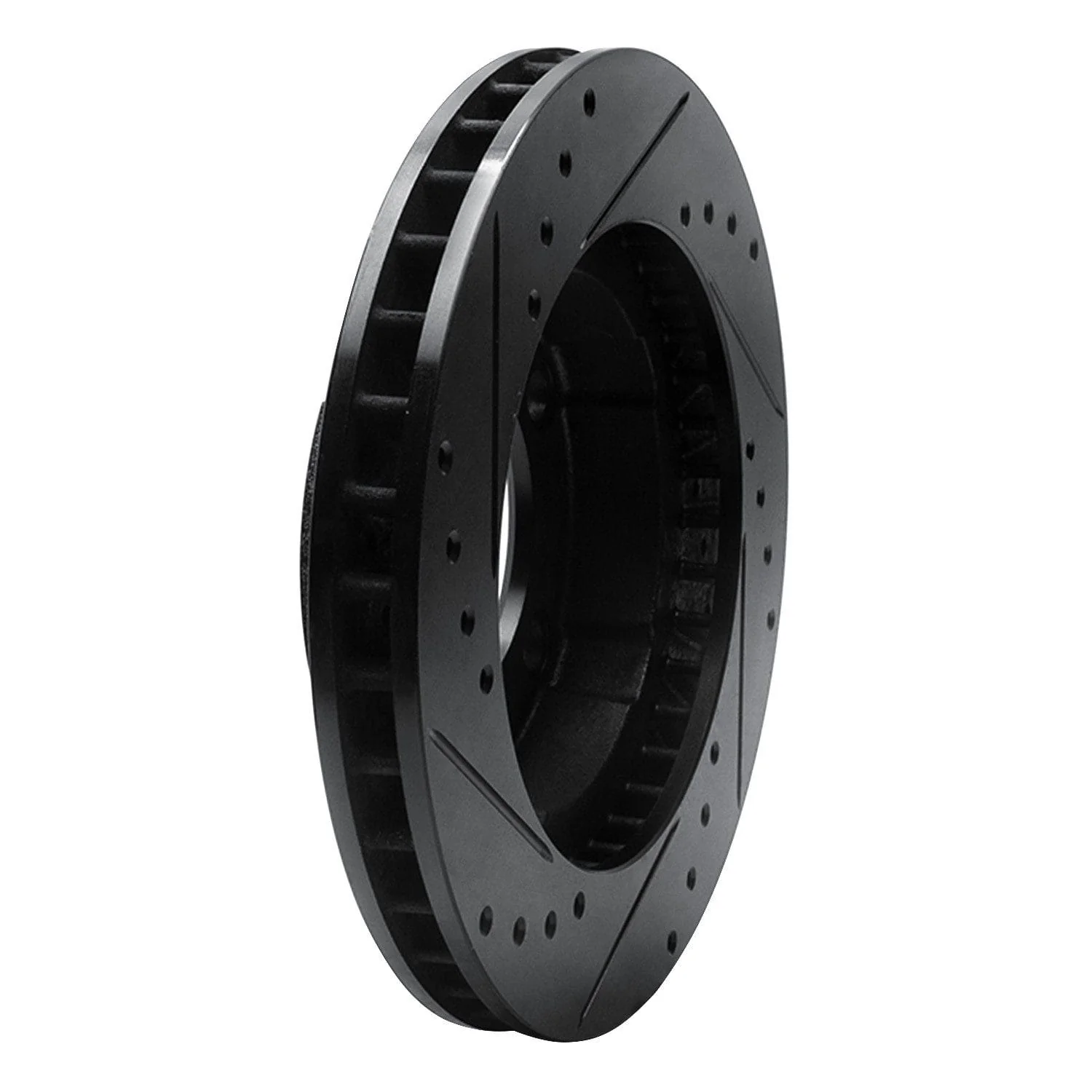 R1 Concepts 80-93 Dodge W100 Front Right Drilled & Slotted Black Brake Rotor - Image 2
