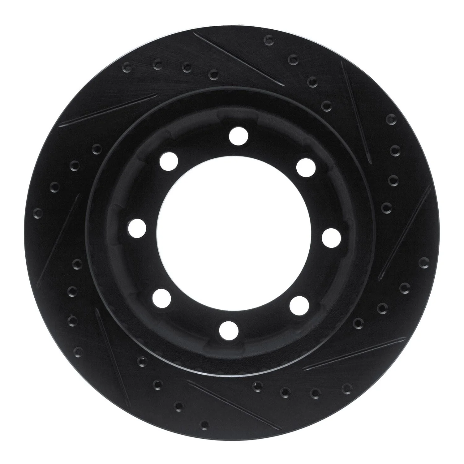 R1 Concepts 80-94 Ford F-250 4WD (Excl Super Duty) Front Left Drilled & Slotted Black Brake Rotor - Image 2