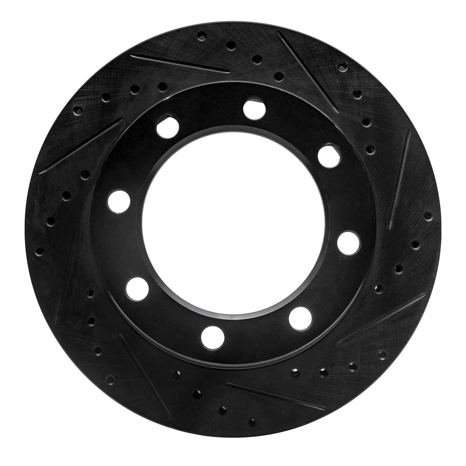 R1 Concepts 80-94 Ford F-350 4WD (Excl Super Duty) Front Right Drilled & Slotted Black Brake Rotor