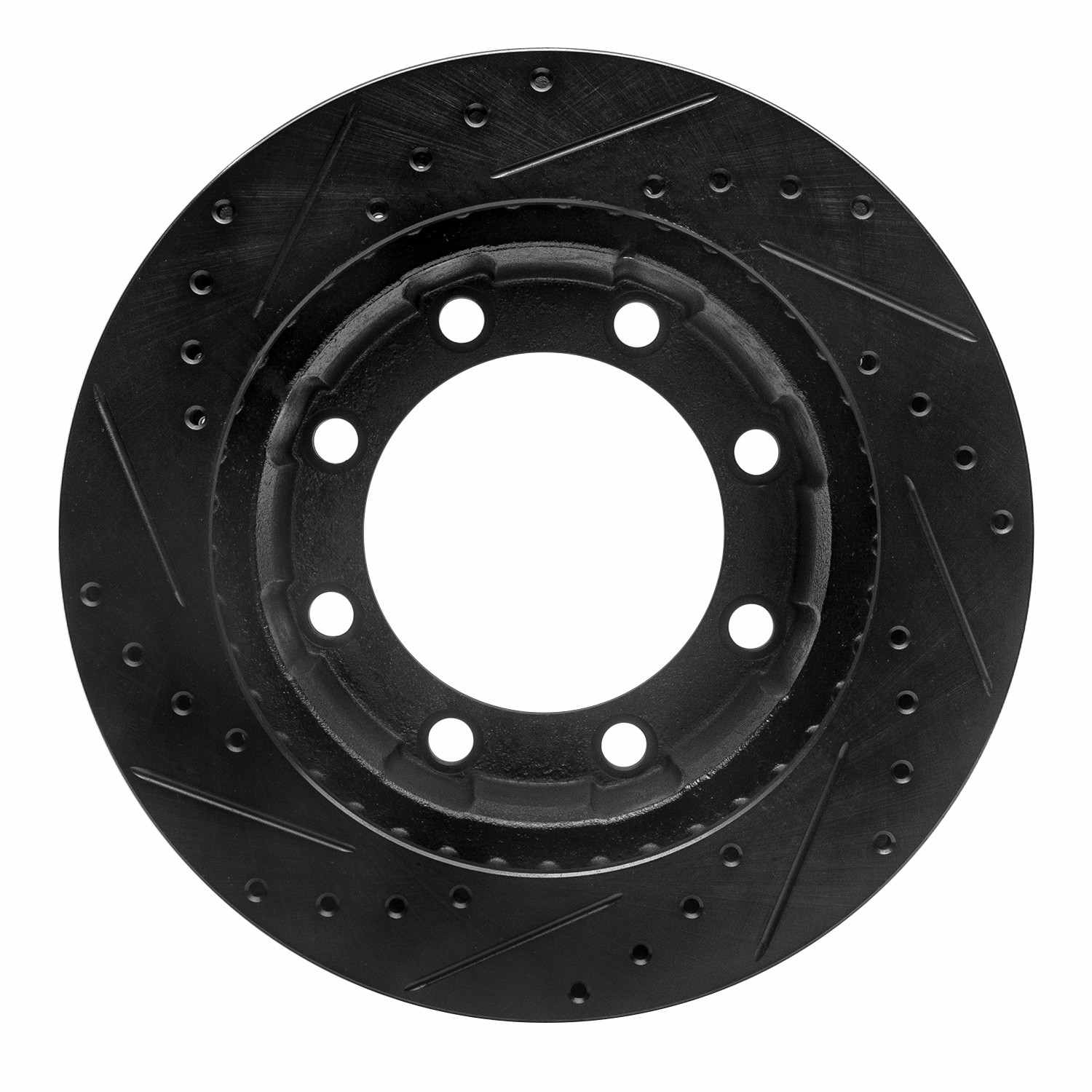 R1 Concepts 80-94 Ford F-350 4WD (Excl Super Duty) Front Right Drilled & Slotted Black Brake Rotor - Image 2