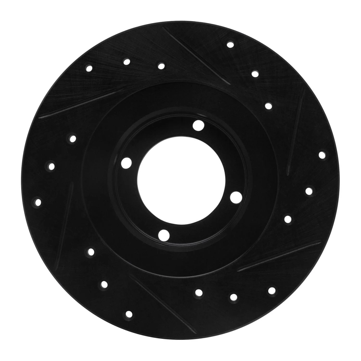 R1 Concepts 81-84 Toyota STARLET Front Left Drilled & Slotted Black Brake Rotor - Image 2
