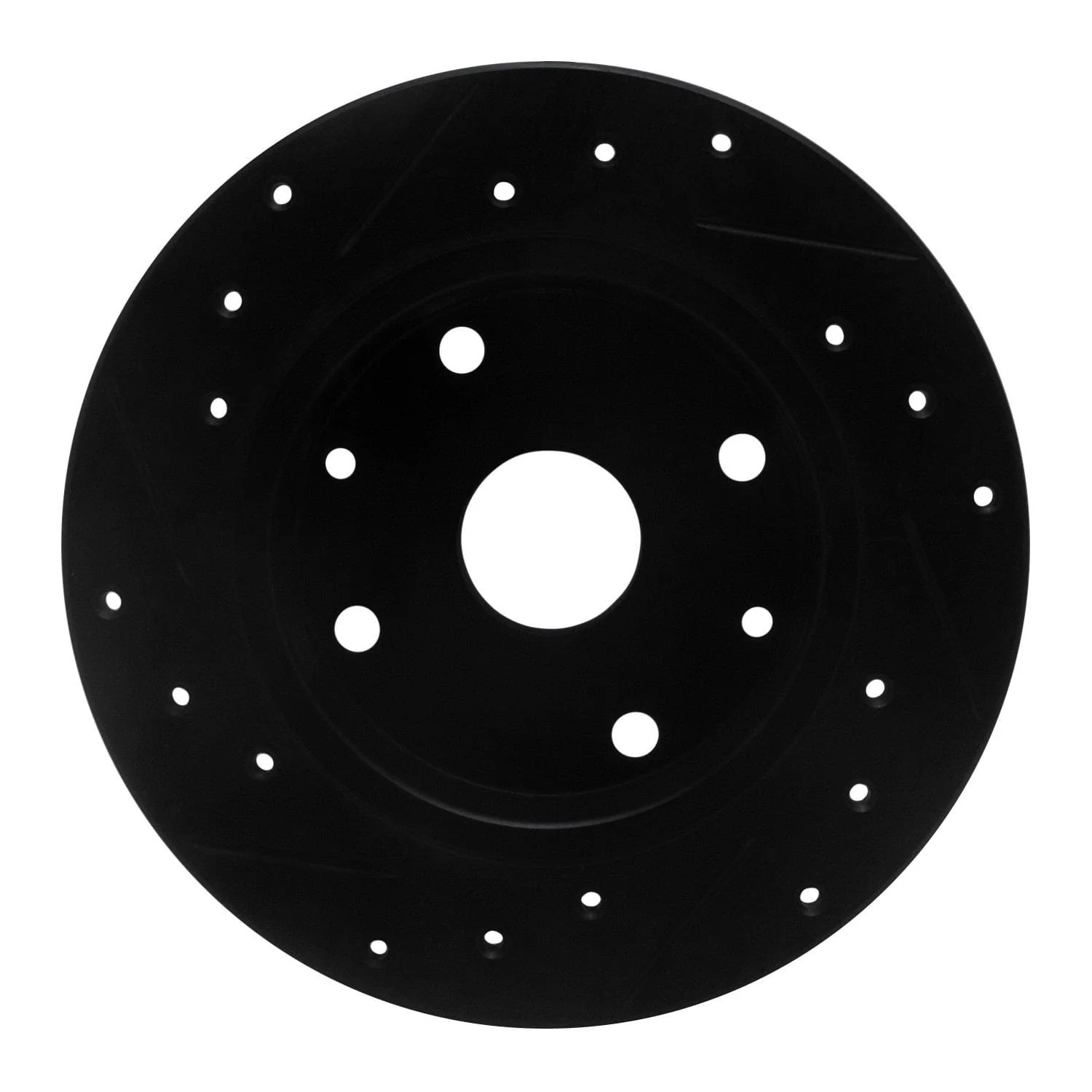 R1 Concepts 81-85 Mazda RX-7 Rear Right Drilled & Slotted Black Brake Rotor - Image 2