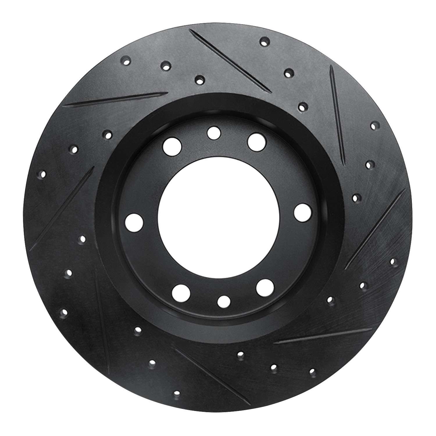 R1 Concepts 81-85 Toyota Pickup Front Left Drilled & Slotted Black Brake Rotor - Image 2