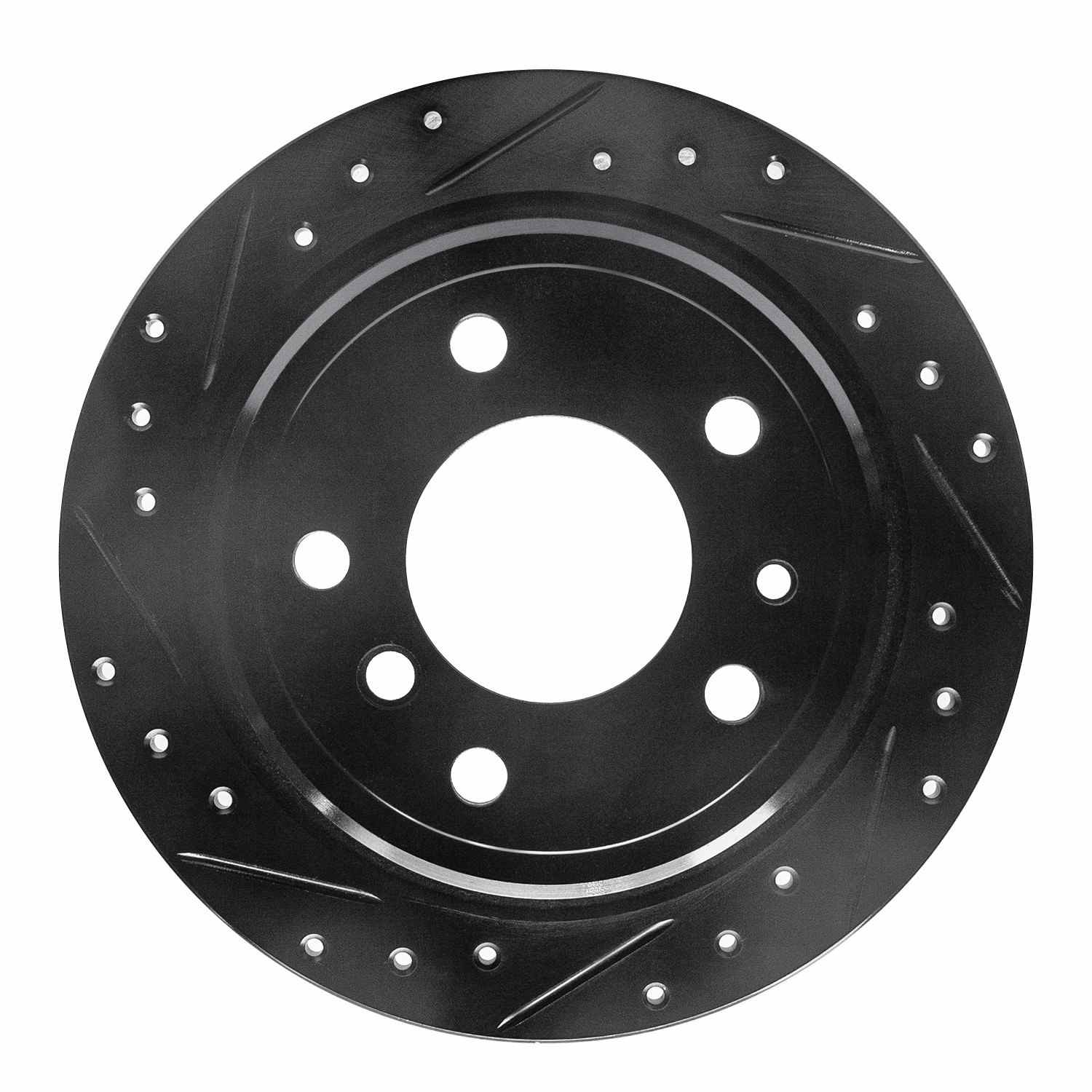 R1 Concepts 81-86 BMW 735I Rear Left Drilled & Slotted Black Brake Rotor