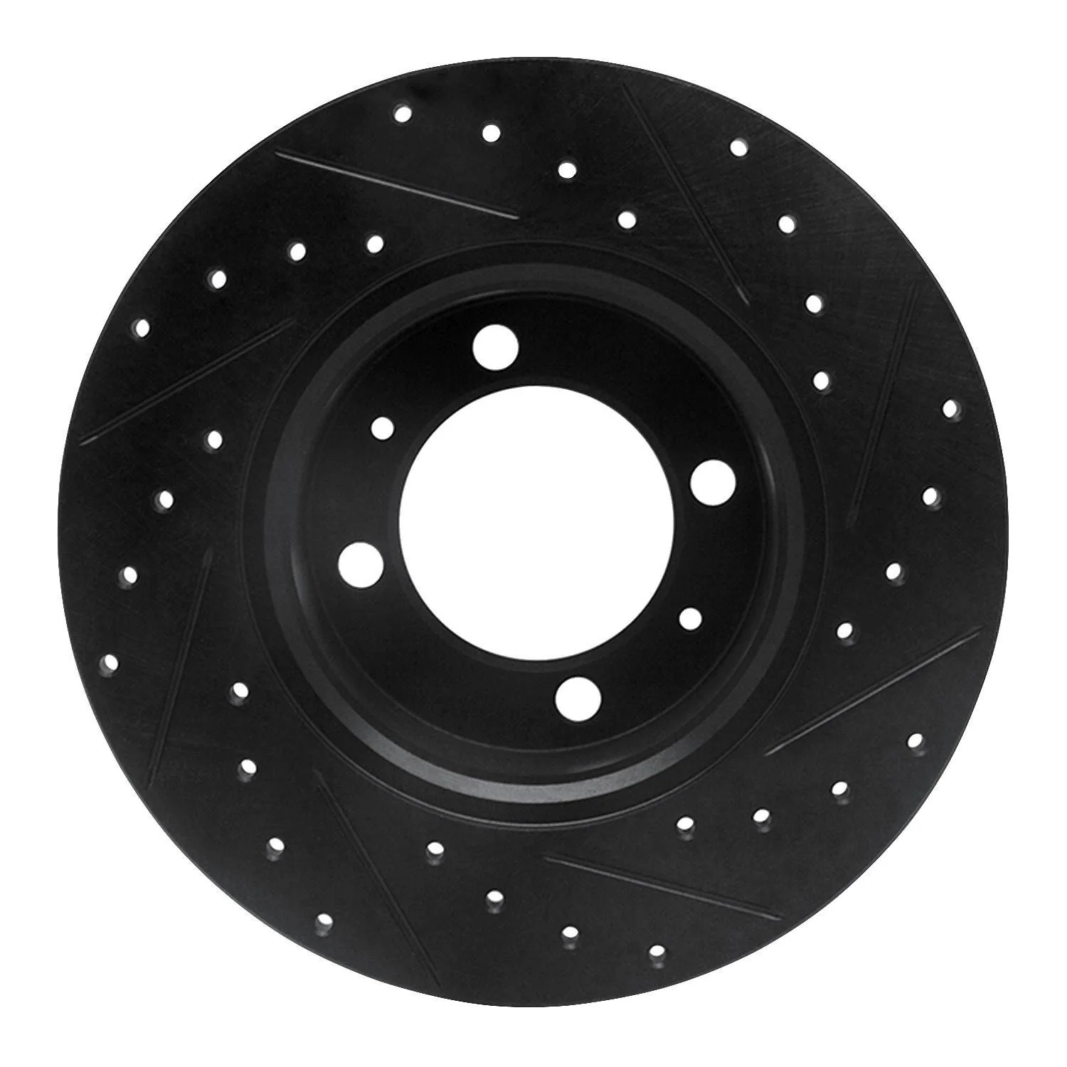R1 Concepts 81-87 Saab 900 Front Left Drilled & Slotted Black Brake Rotor - Image 2