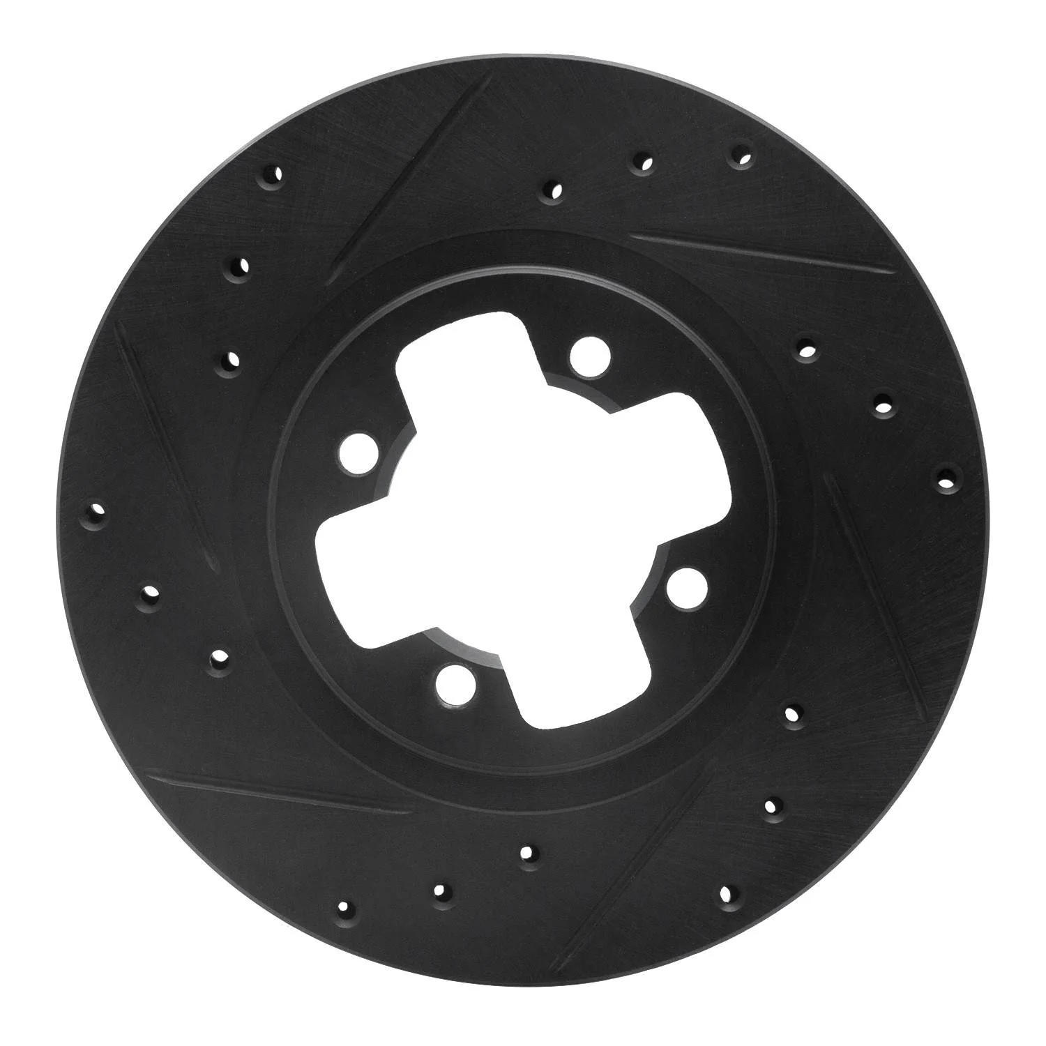 R1 Concepts 81-88 Nissan Maxima Front Left Drilled & Slotted Black Brake Rotor