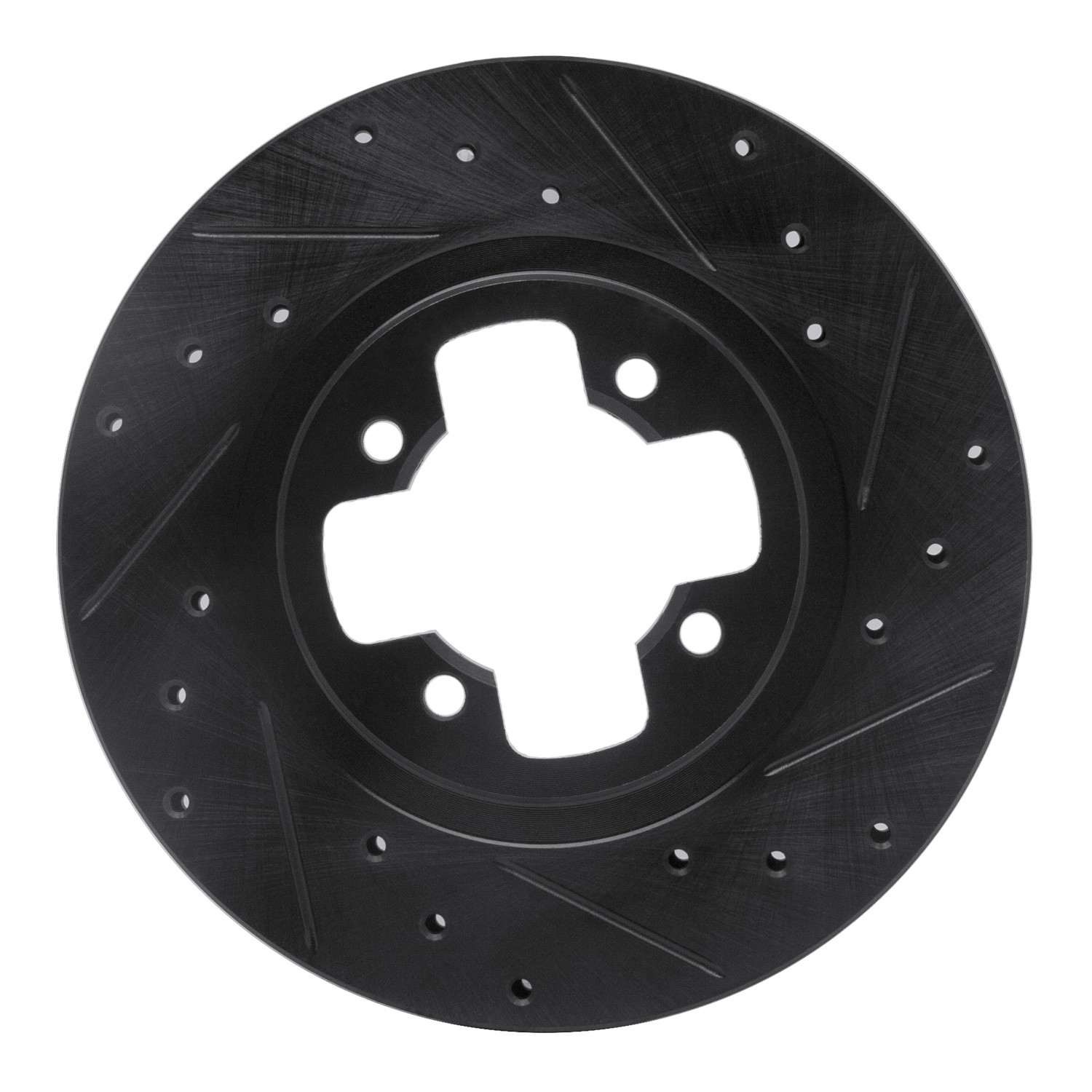 R1 Concepts 81-88 Nissan Maxima Front Right Drilled & Slotted Black Brake Rotor