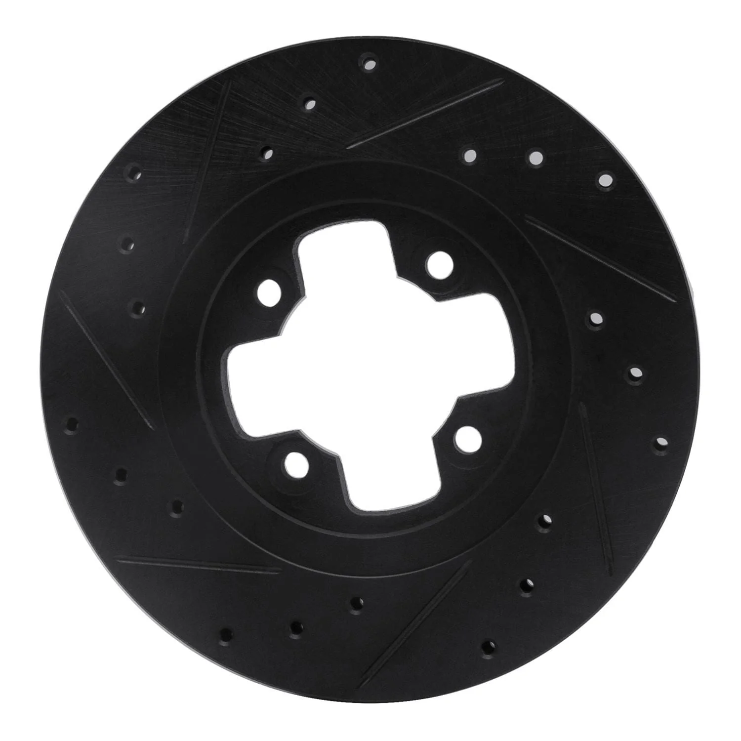 R1 Concepts 81-88 Nissan Maxima Front Right Drilled & Slotted Black Brake Rotor - Image 2