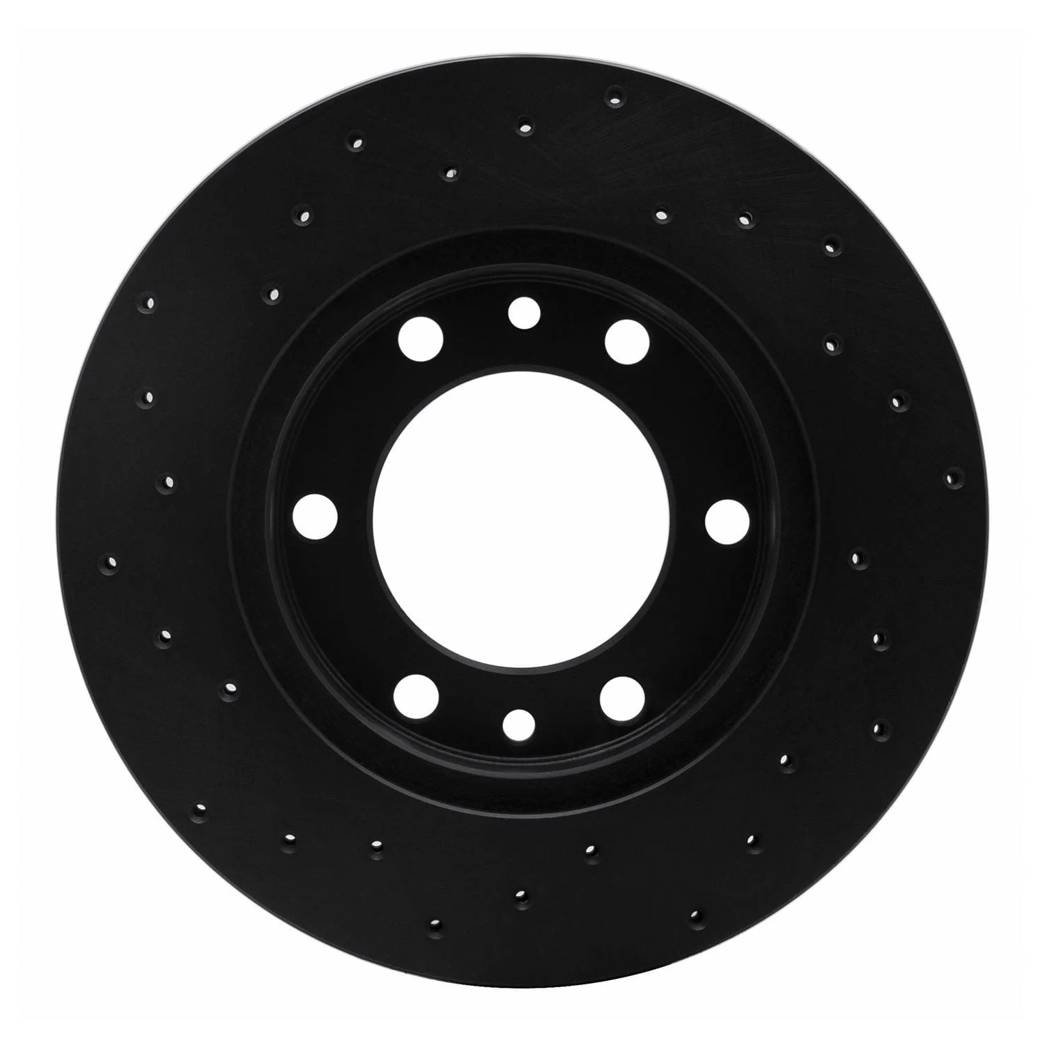 R1 Concepts 81-89 Toyota Land Cruiser Front Right Drilled Black Brake Rotor - Image 2
