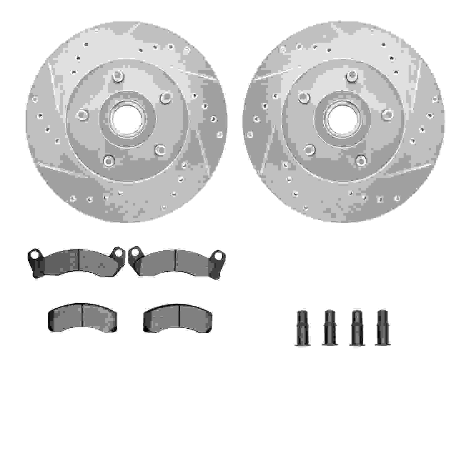 R1 Concepts 81-91 Ford Country Squire Front Drill/Slot Silver Rotors w/Optimum Pads