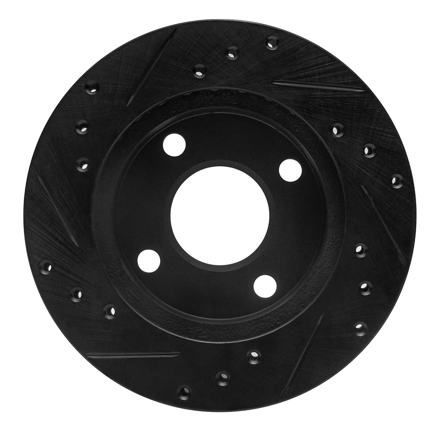 R1 Concepts 81-94 Ford TEMPO Front Right Drilled & Slotted Black Brake Rotor - Image 2