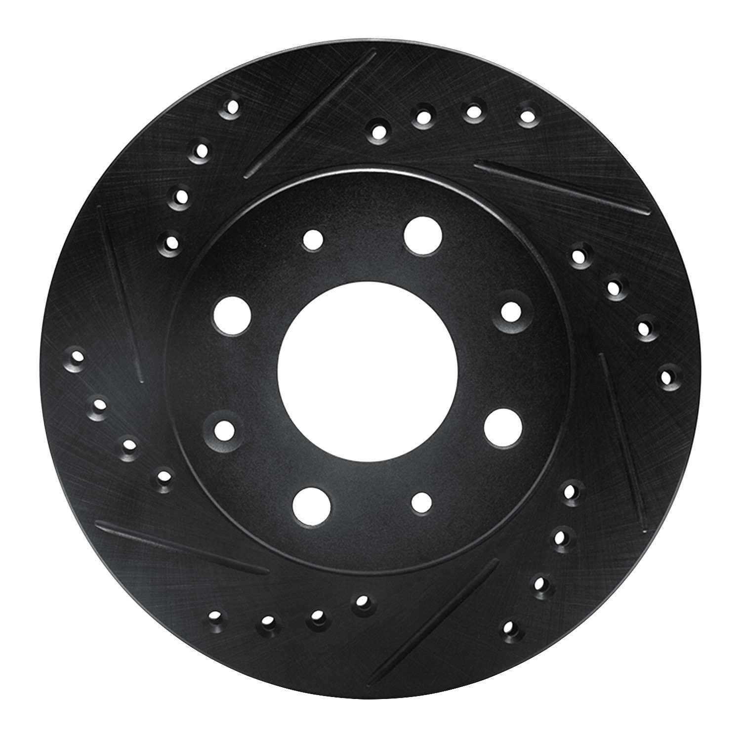 R1 Concepts 82-83 Honda Accord Hatchback Front Left Drilled & Slotted Black Brake Rotor