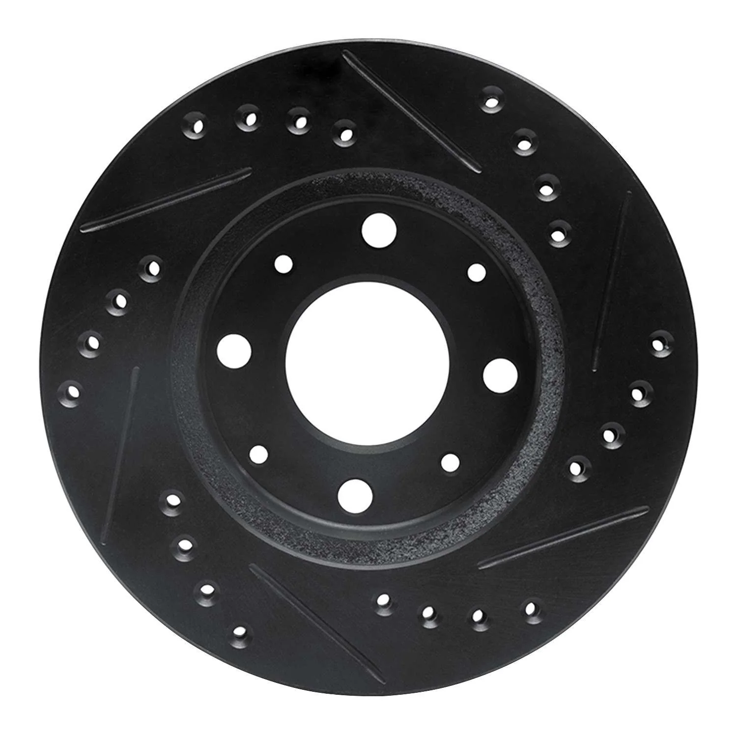 R1 Concepts 82-83 Honda Accord Hatchback Front Left Drilled & Slotted Black Brake Rotor - Image 2