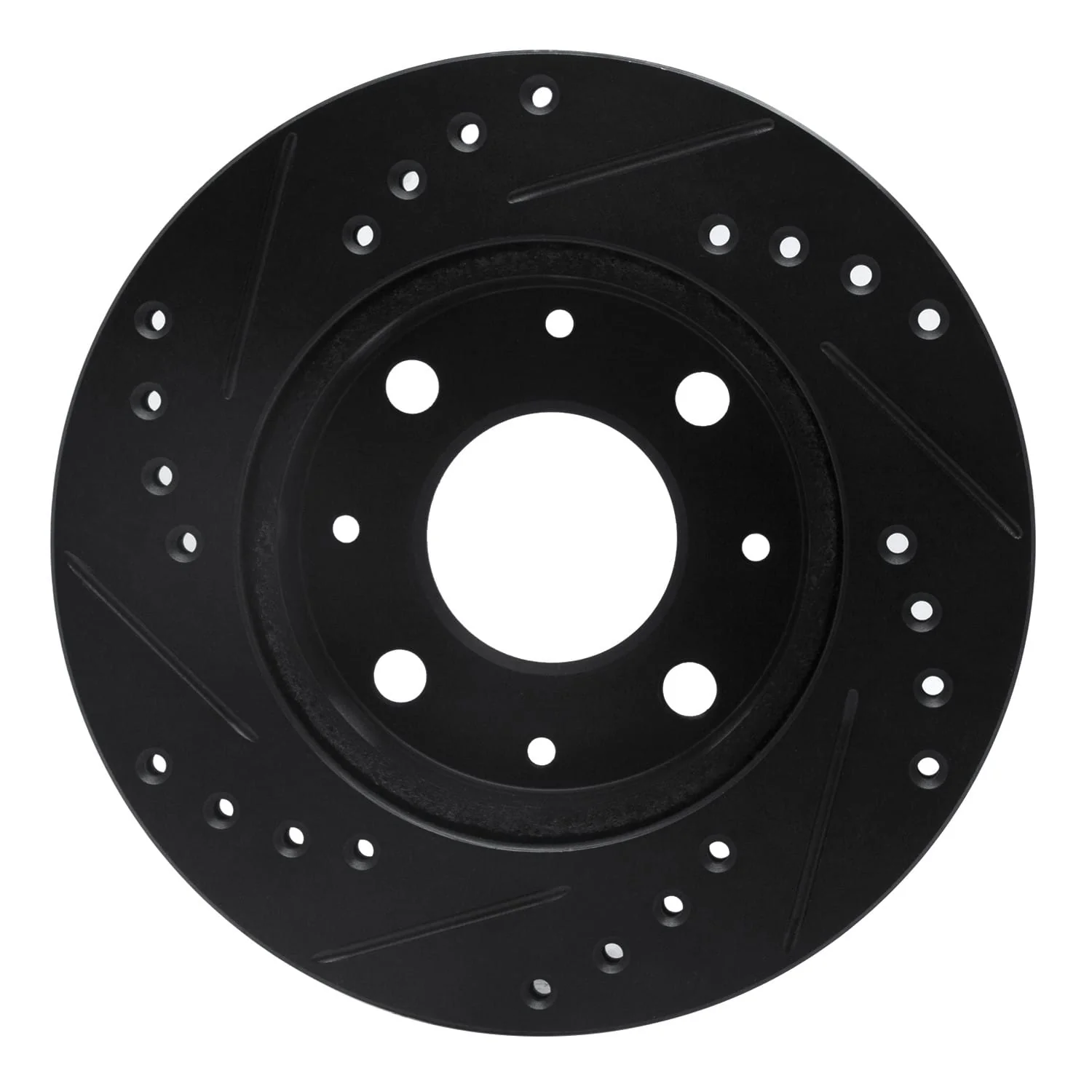 R1 Concepts 82-83 Honda Accord Sedan Front Right Drilled & Slotted Black Brake Rotor - Image 2