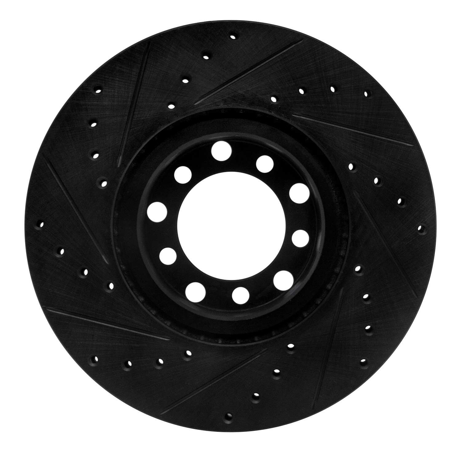 R1 Concepts 82-85 Mercedes-Benz 500SEC Front Right Drilled & Slotted Black Brake Rotor - Image 2