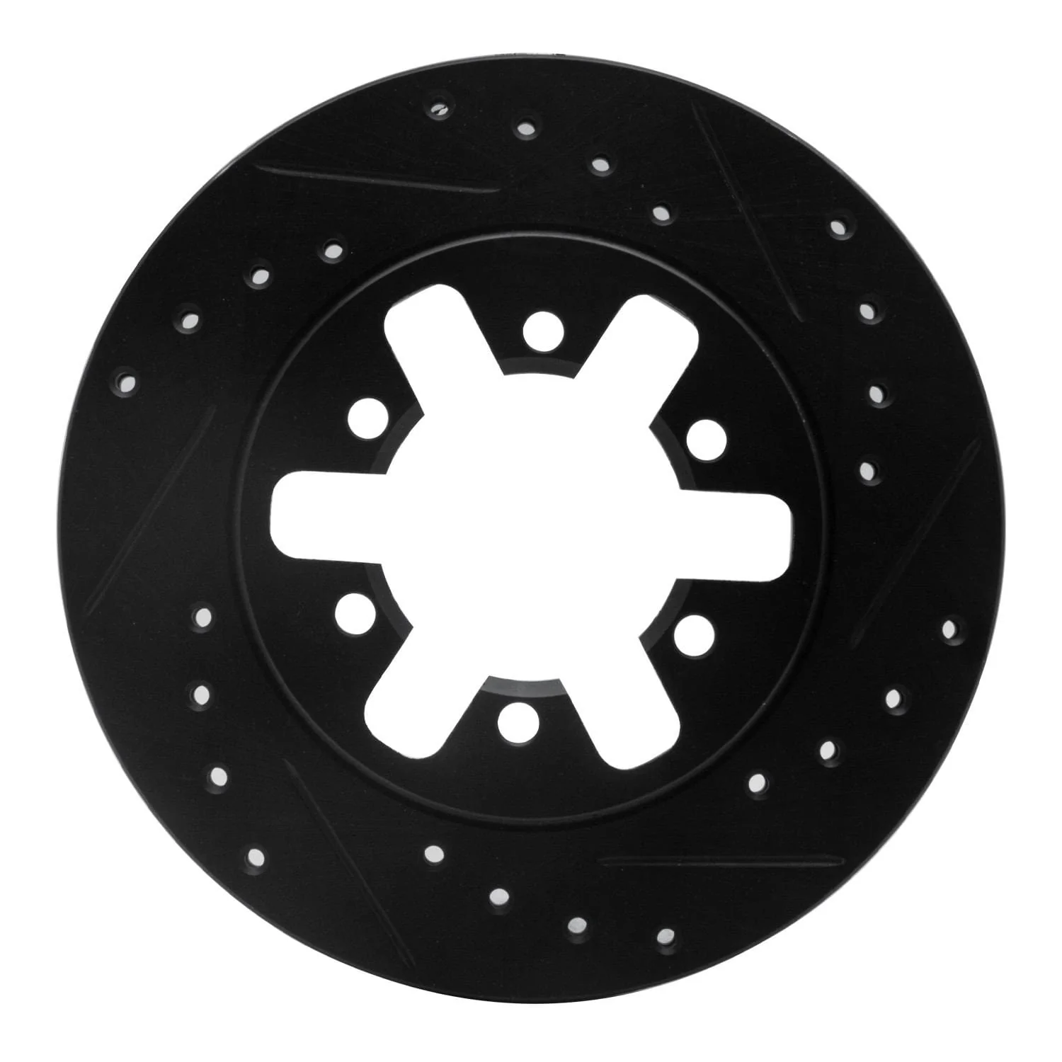 R1 Concepts 82-85 Nissan 720 Datsun Front Left Drilled & Slotted Black Brake Rotor