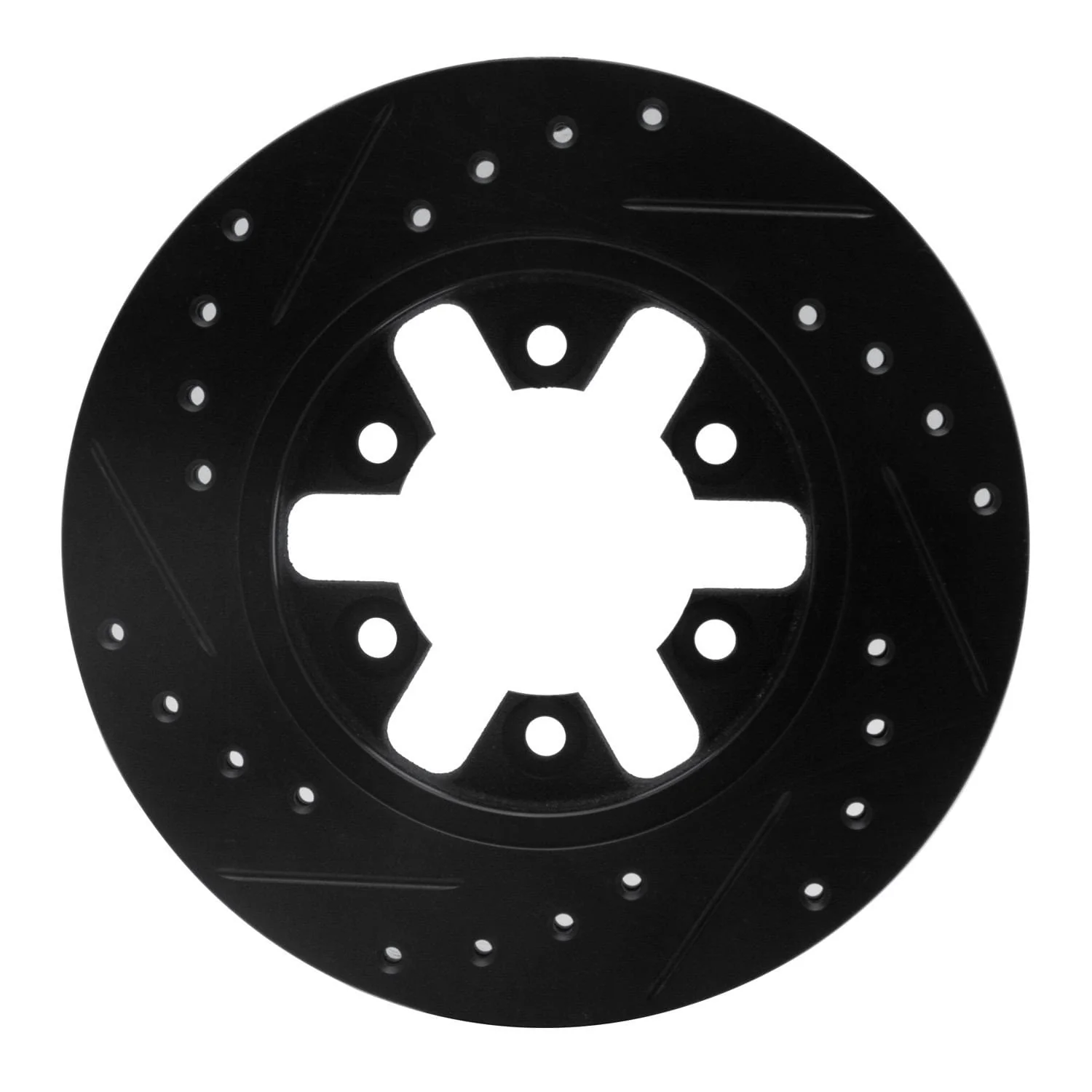 R1 Concepts 82-85 Nissan 720 Datsun Front Left Drilled & Slotted Black Brake Rotor - Image 2