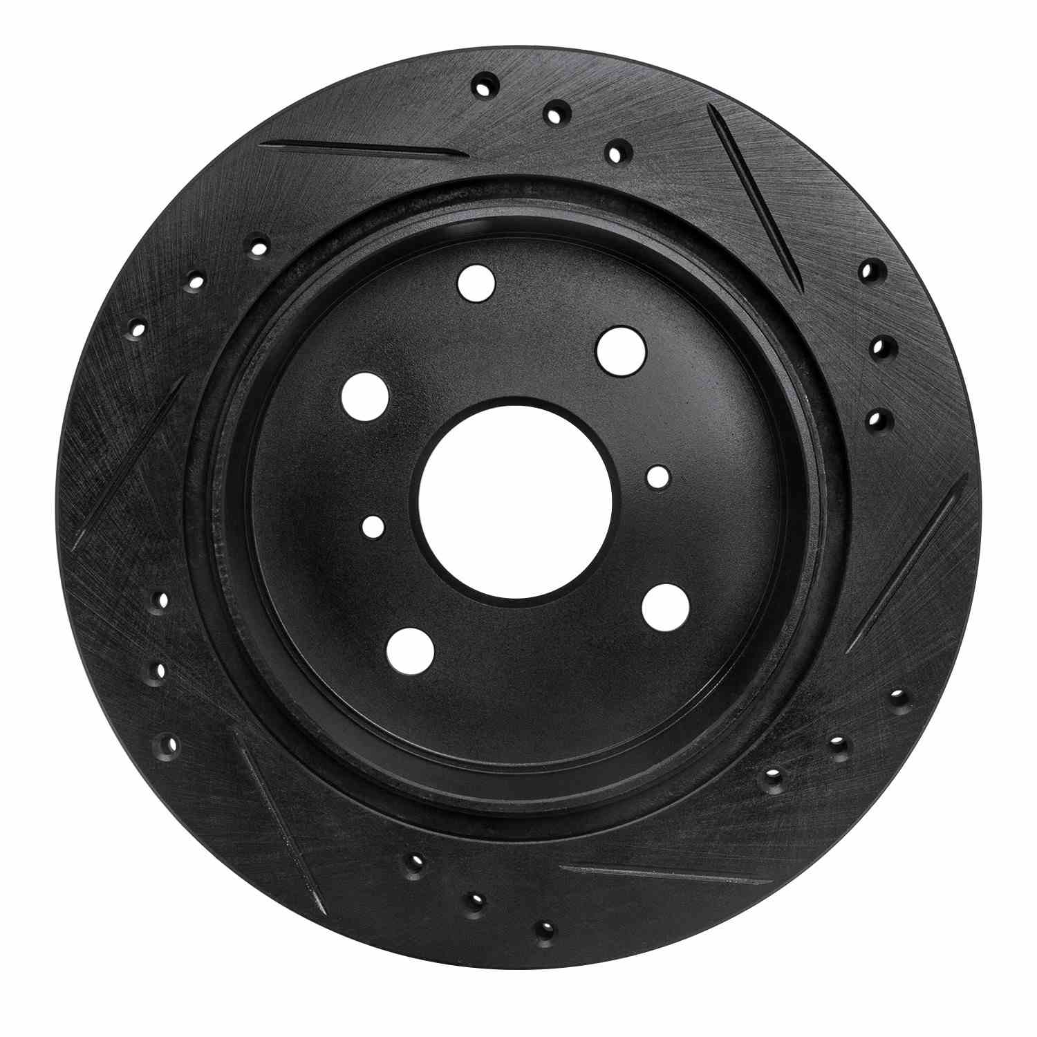R1 Concepts 82-85 Toyota Celica Rear Left Drilled & Slotted Black Brake Rotor - Image 2