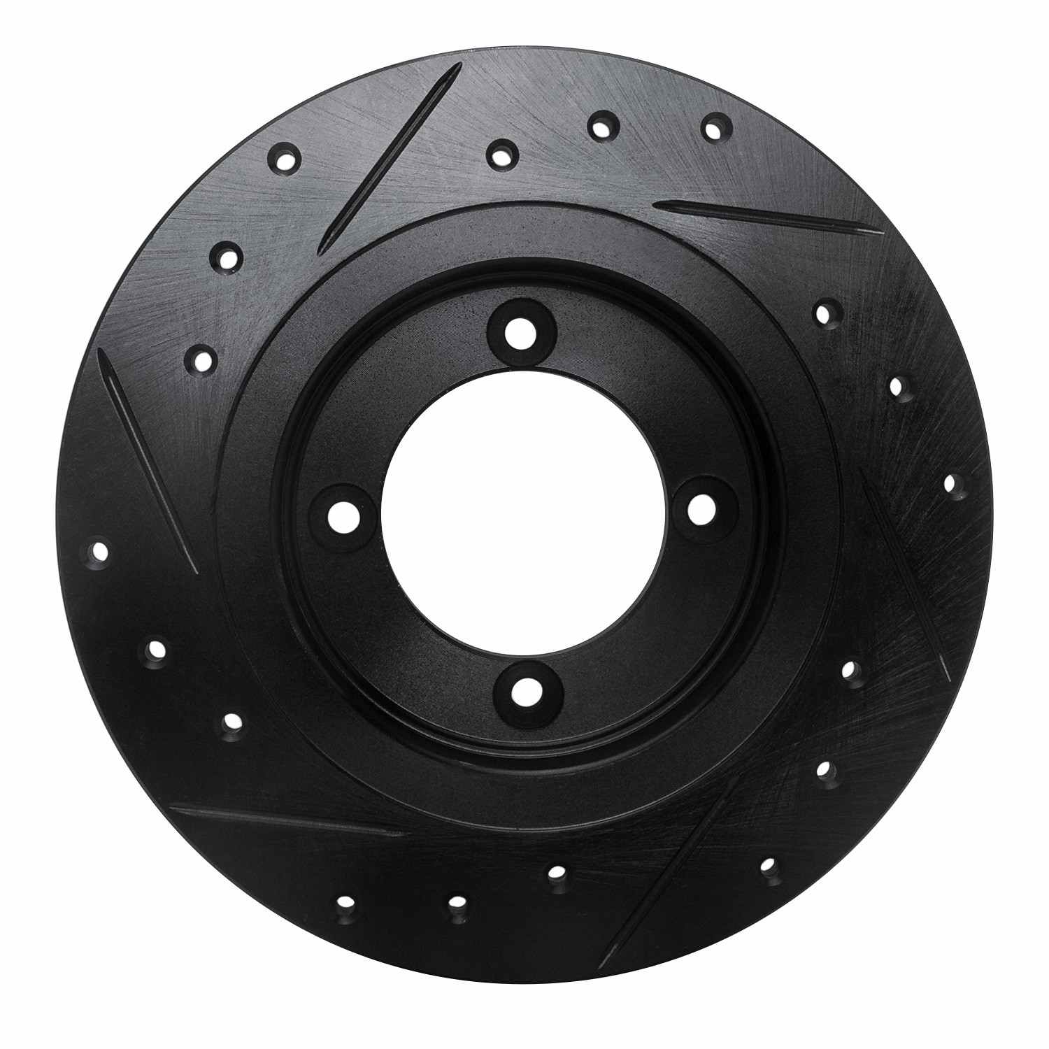 R1 Concepts 82-86 Nissan Pulsar NX Front Right Drilled & Slotted Black Brake Rotor - Image 2