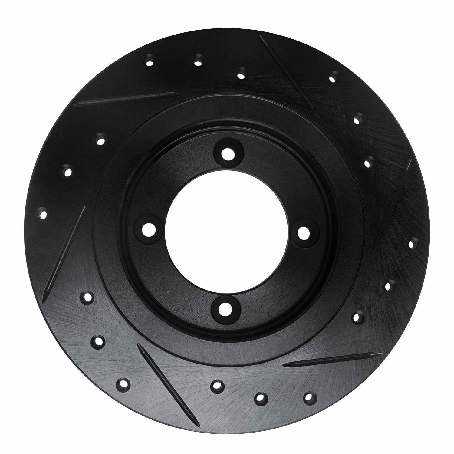 R1 Concepts 82-86 Nissan SENTRA Front Left Drilled & Slotted Black Brake Rotor - Image 2